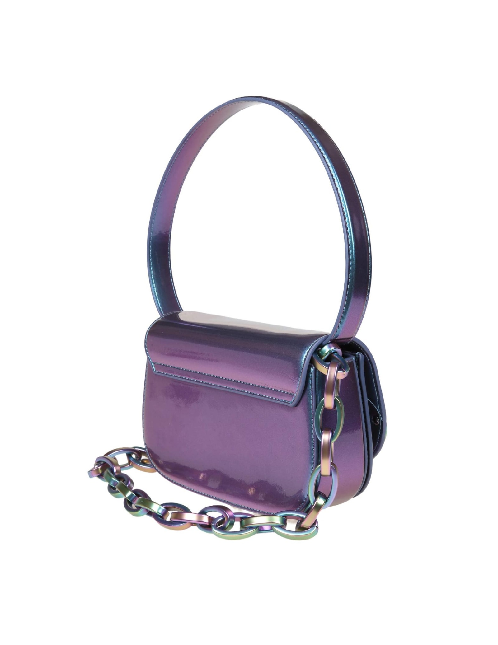 Shop Diesel 1dr Shoulder Bag In Multicolored Iridescent Leather