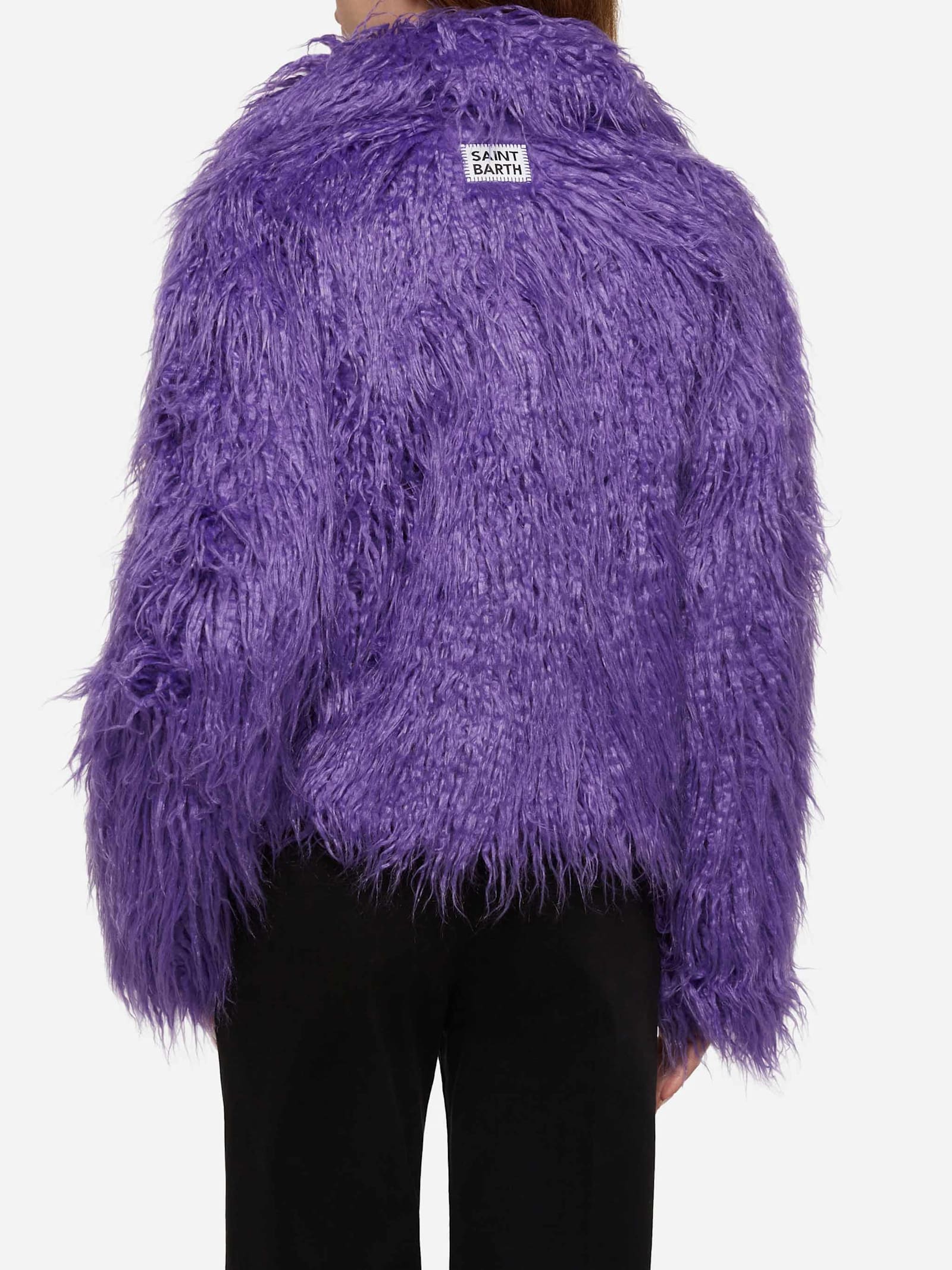 Mc2 Saint Barth Purple Furry Short Jacket Sully In Pink