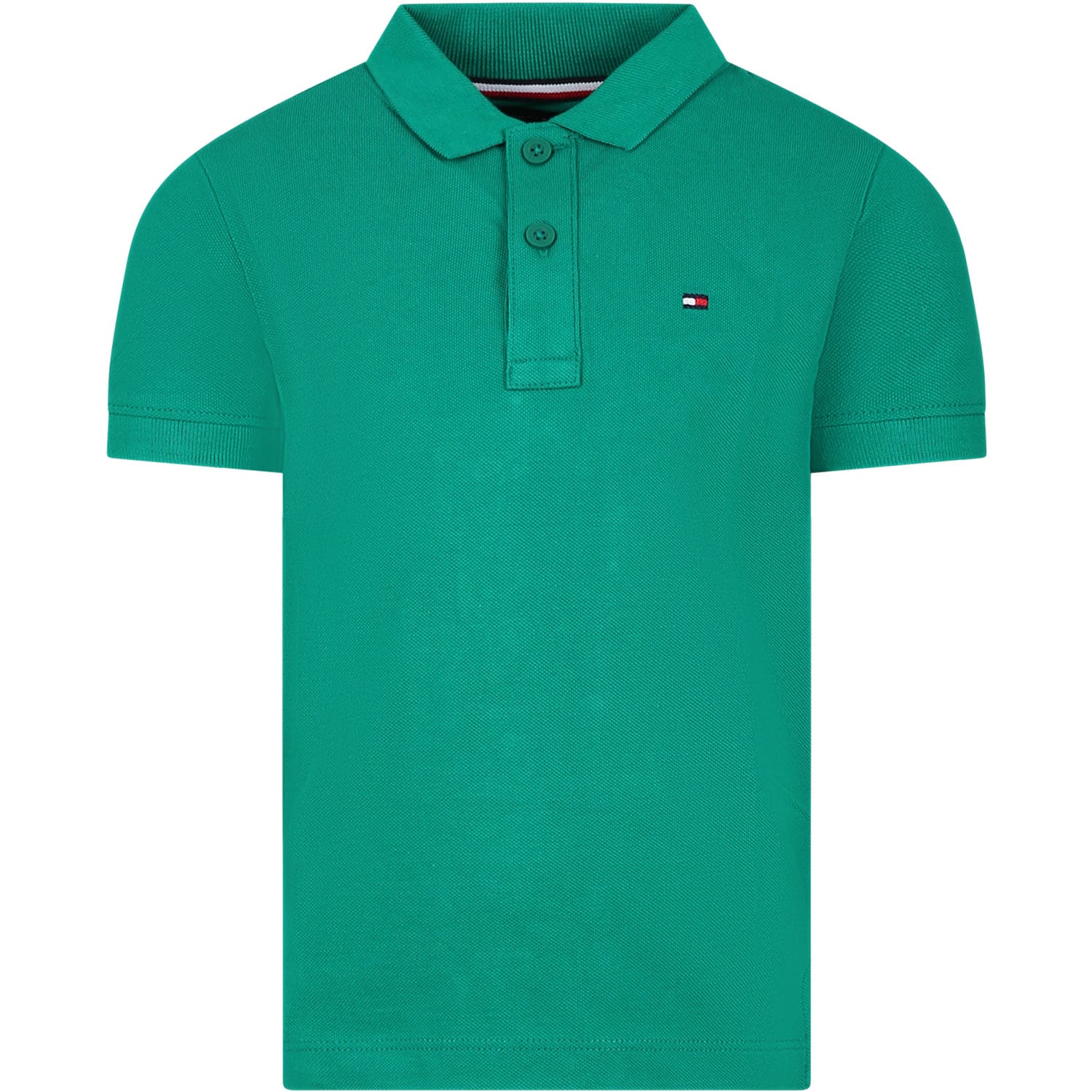 Shop Tommy Hilfiger Green Polo Shirt For Boy With Logo