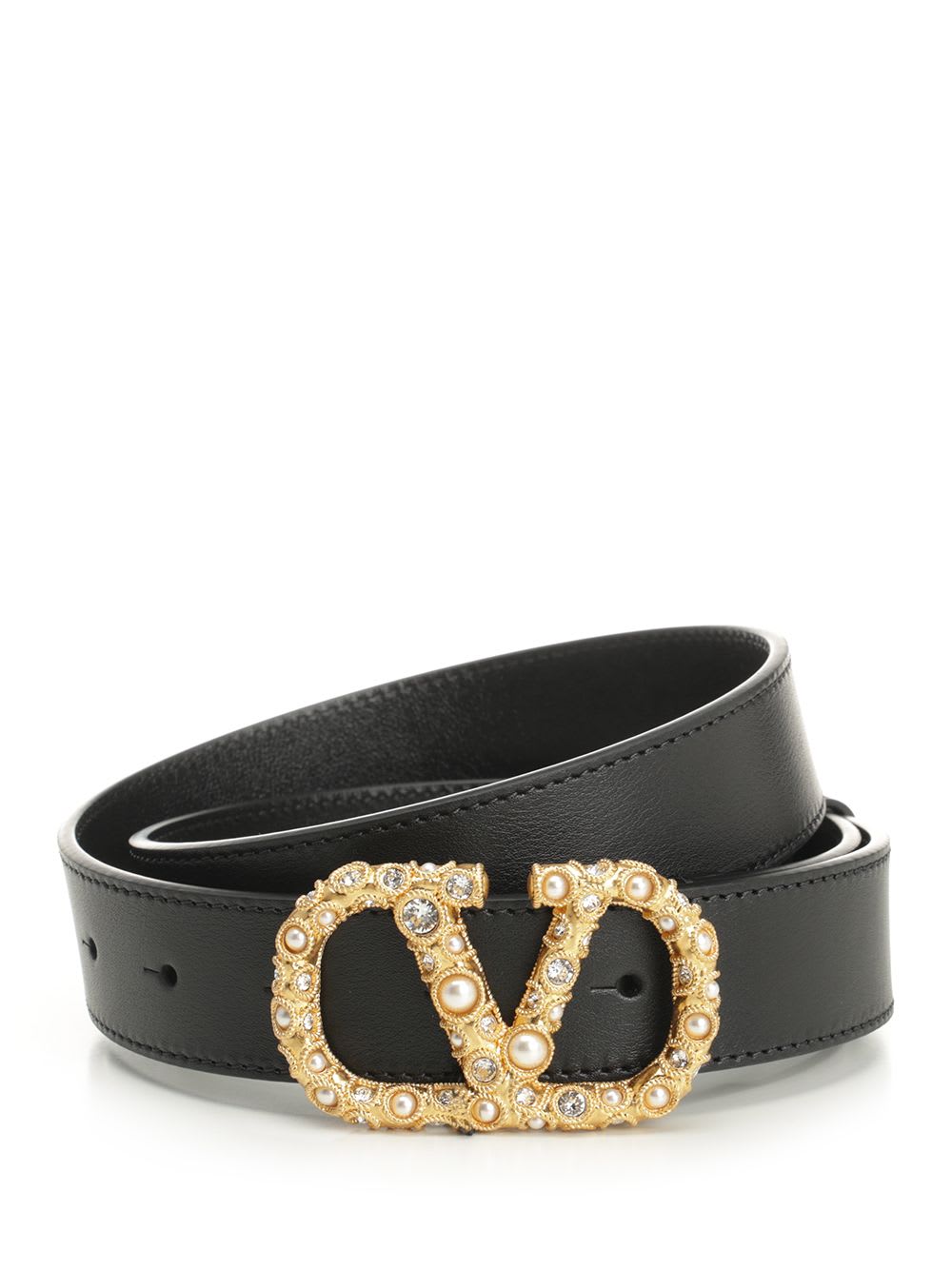 Valentino Vlogo Signature Leather Belt In Black