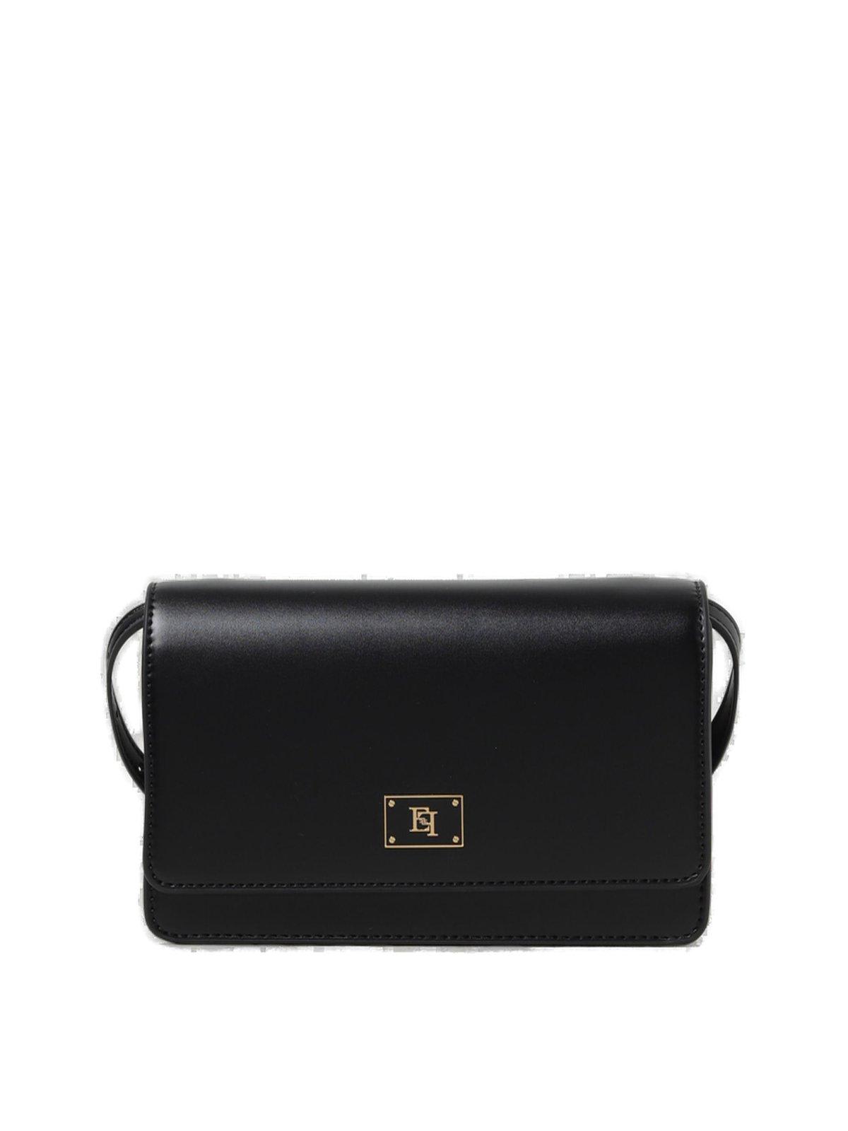 Shop Elisabetta Franchi Logo Plaque Shoulder Bag  In Black