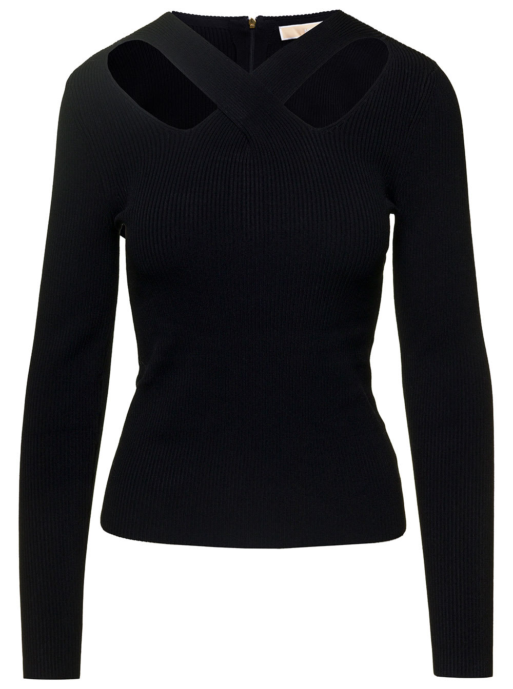 Shop Michael Michael Kors Criss Cross Cutout Sweater In Black