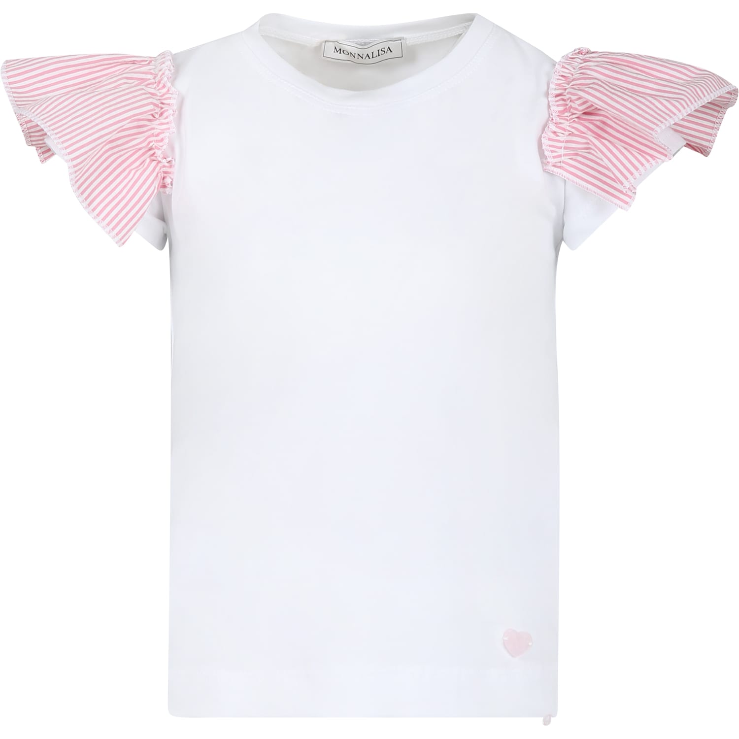 Shop Monnalisa White T-shirt For Girl With Pink Heart