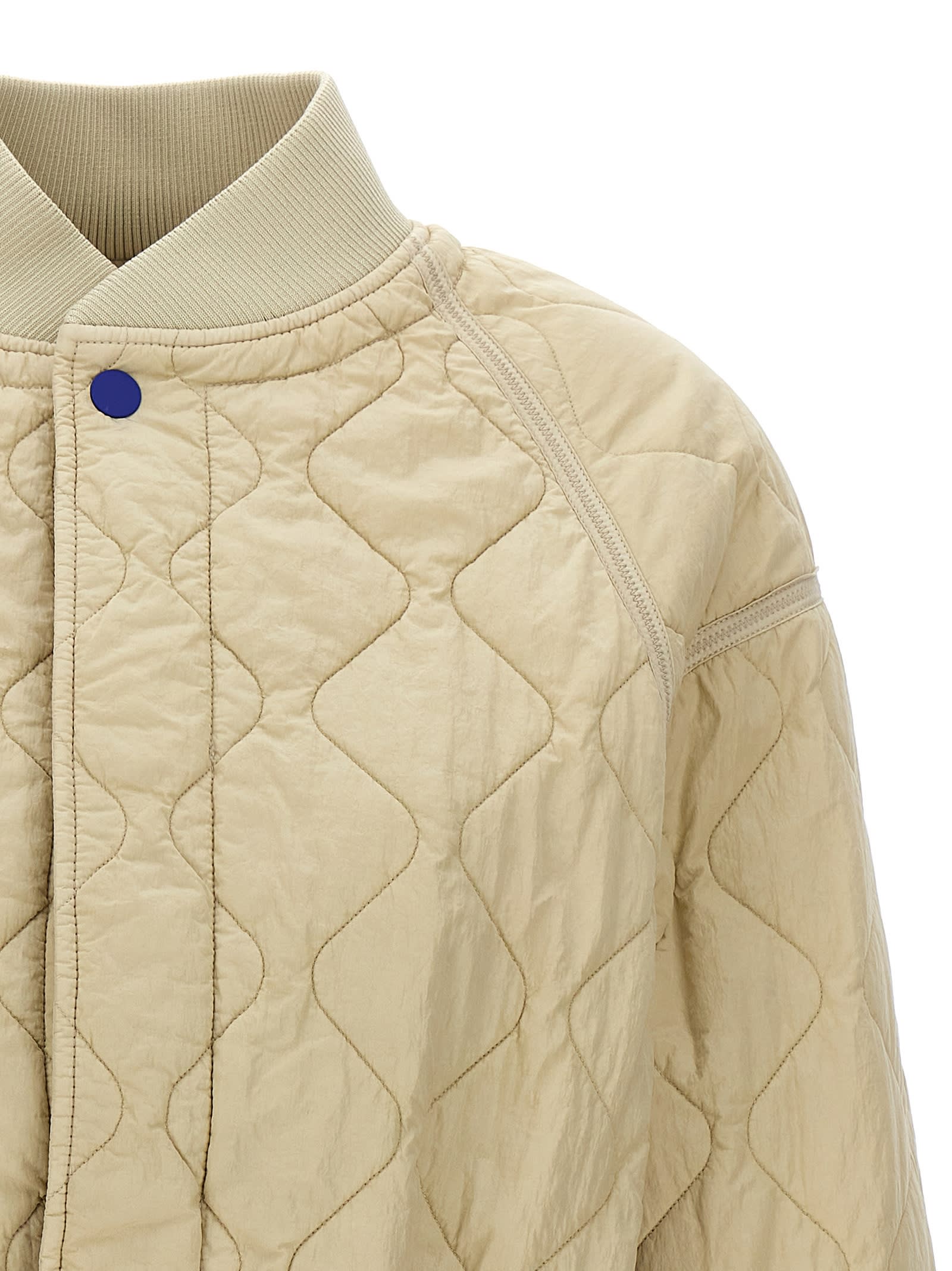 Shop Burberry Quilted Bomber Jacket In Beige