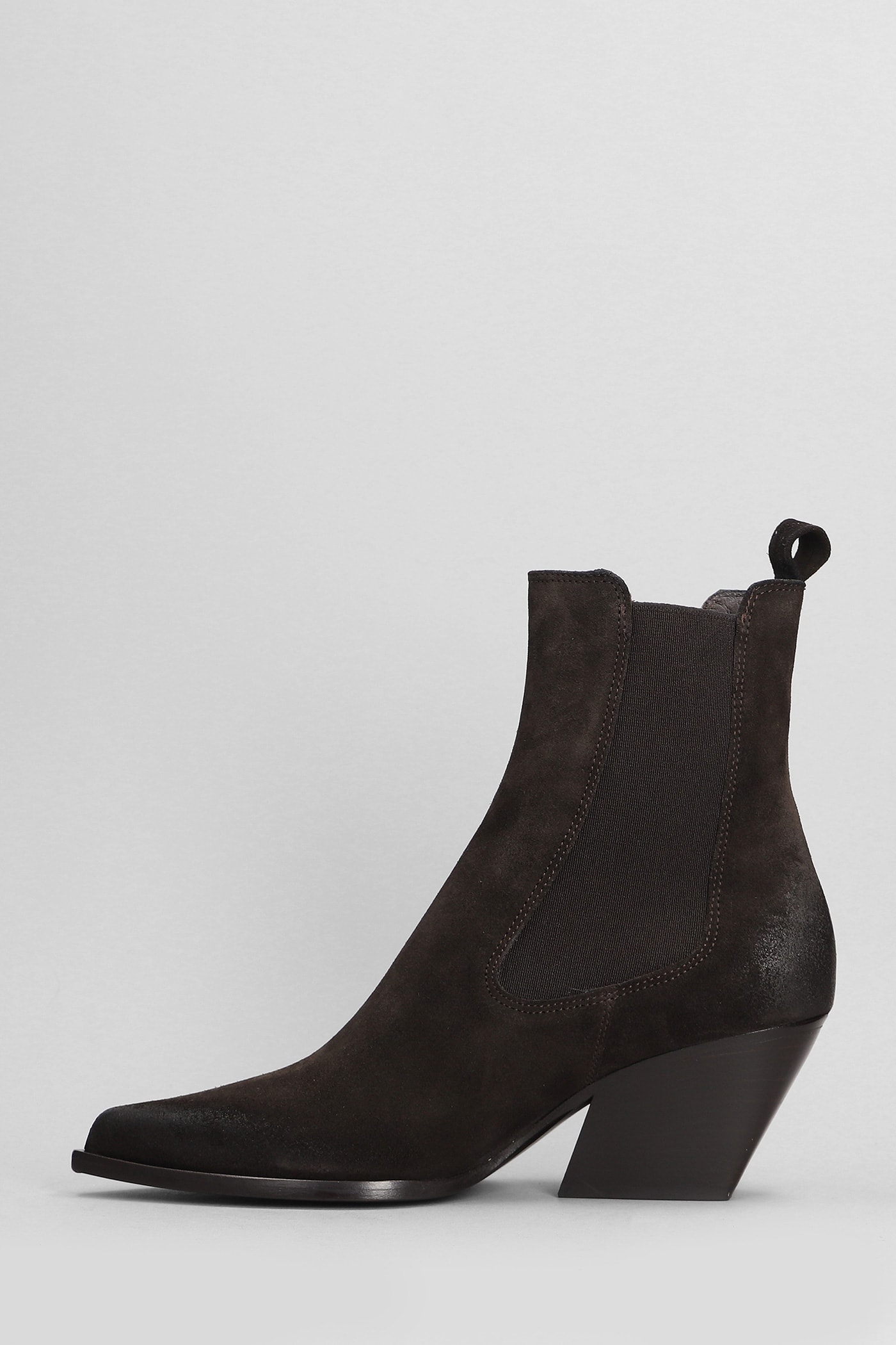 Shop Elena Iachi Texan Ankle Boots In Brown Suede