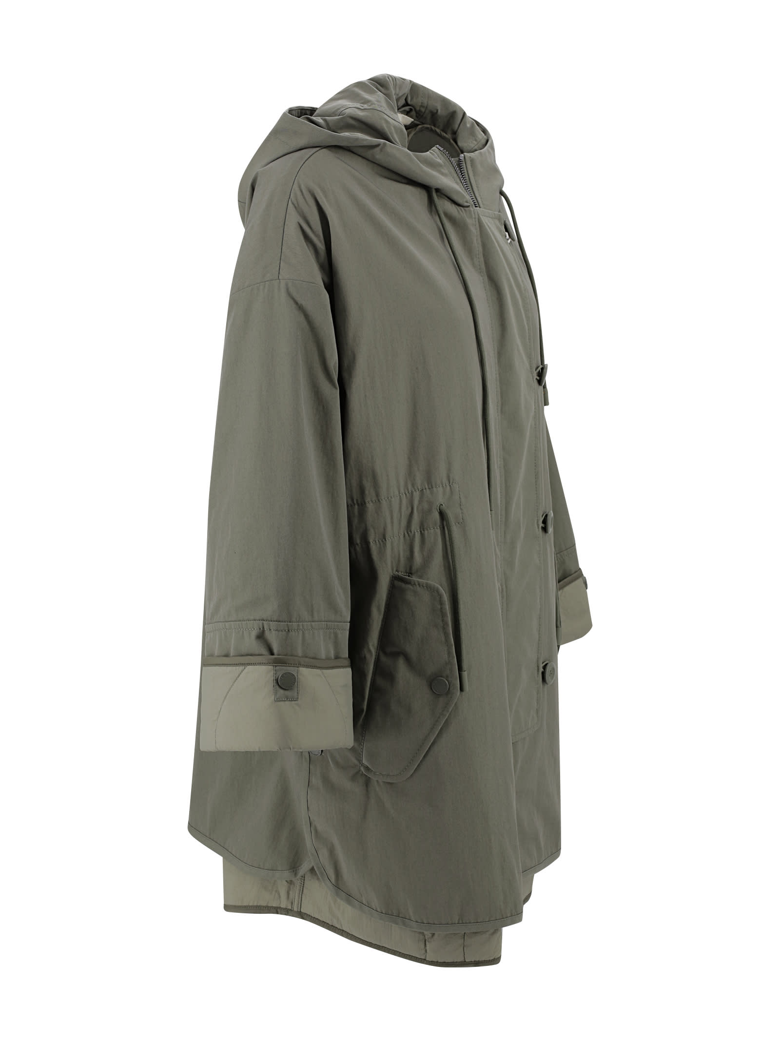 Shop Weekend Max Mara Reversible Cotton Drip-proof Parka In Kaki