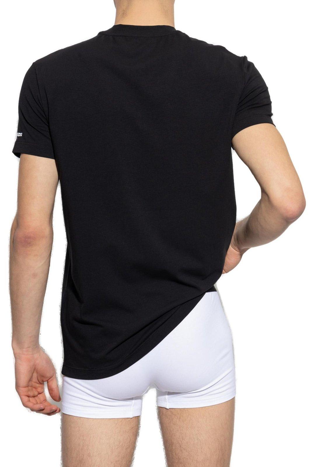 Shop Dsquared2 Logo Printed Two-pack T-shirt In Black