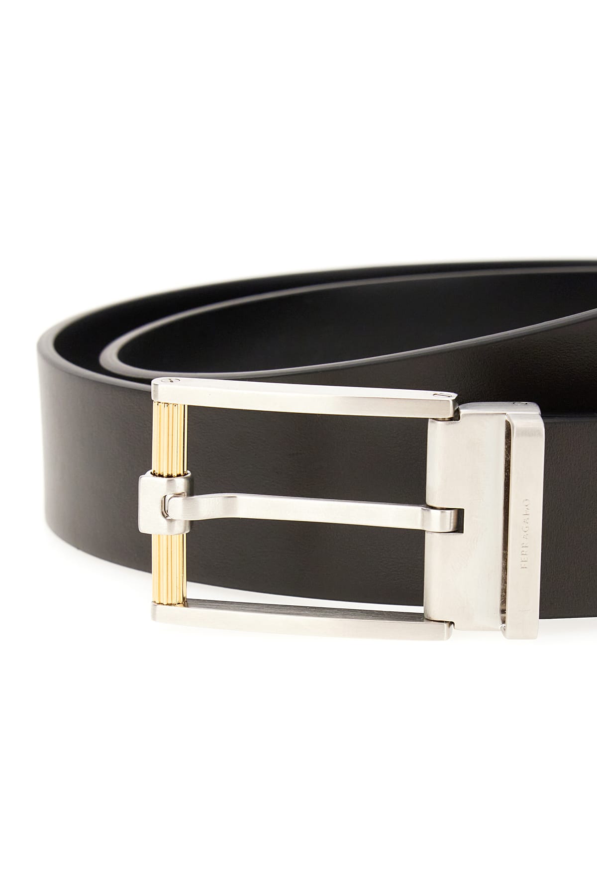 Shop Ferragamo Black Leather Reversible Belt In 002