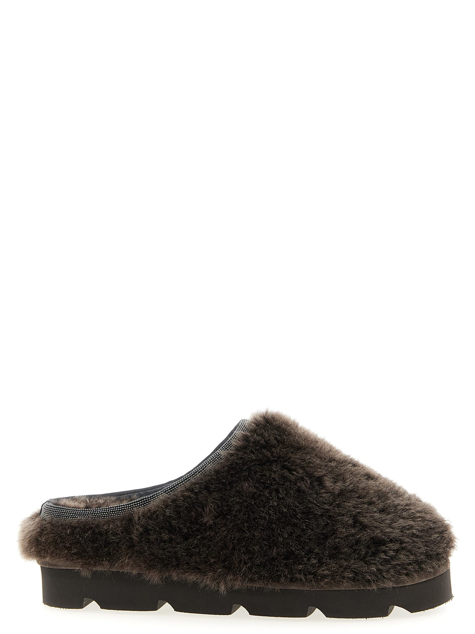 Brunello Cucinelli Monile Sherling Sabots In Brown