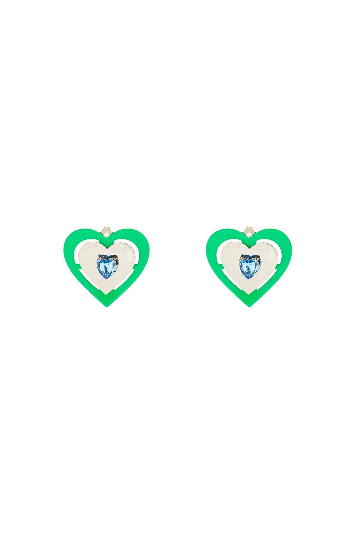 green Neon Heart Clip-on Earrings