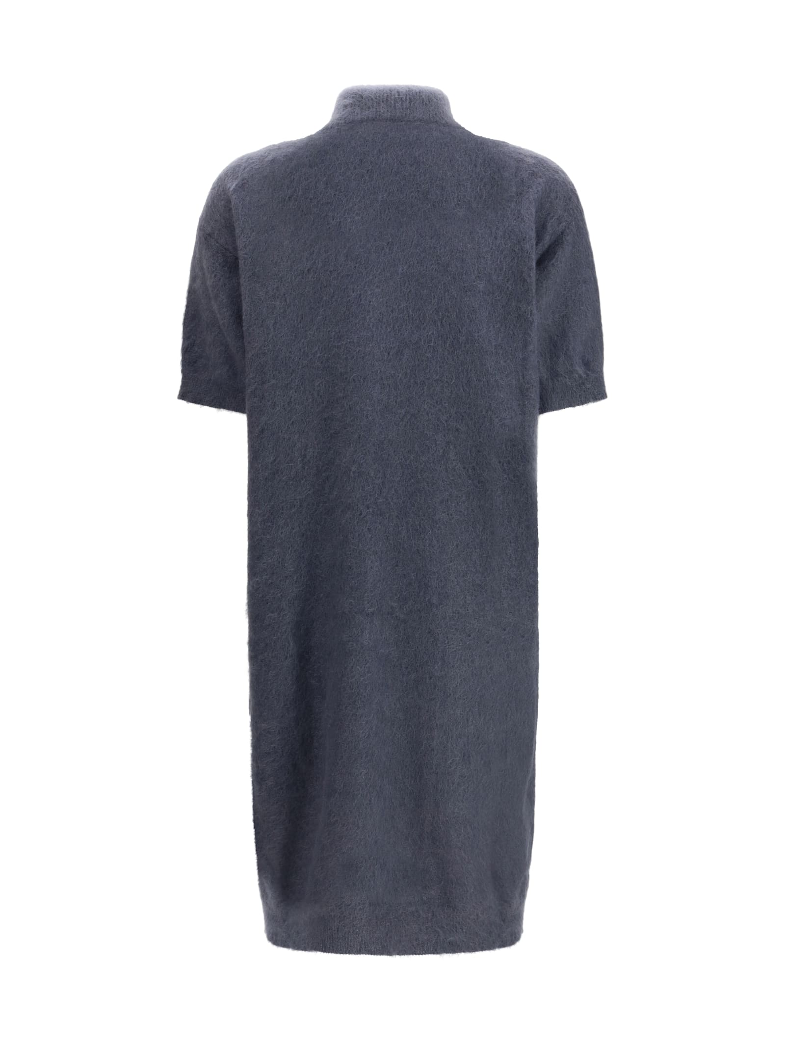 Brunello Cucinelli Wool Turtleneck Dress In Blue