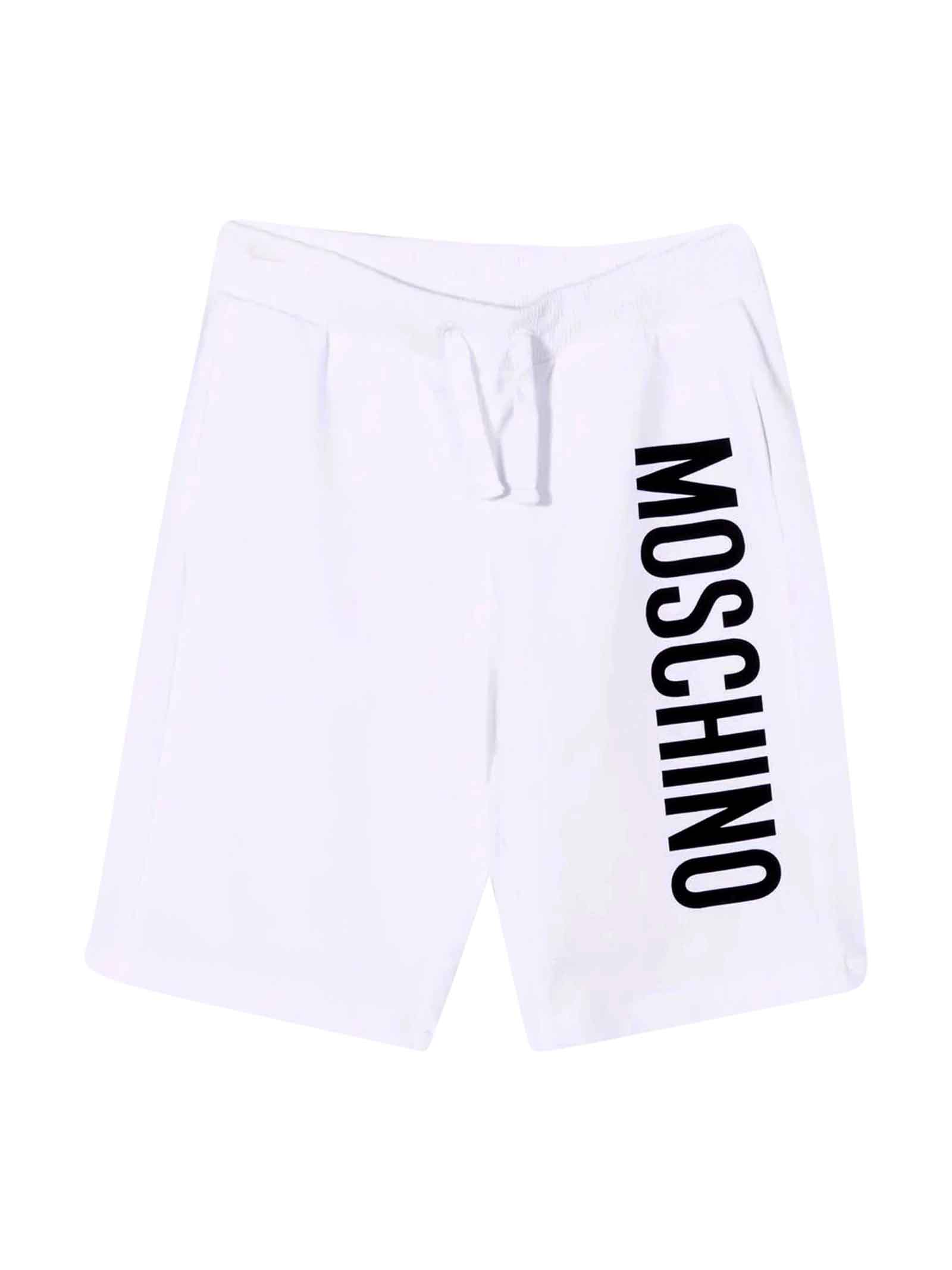 Moschino White Bermuda Shorts With Black Logo