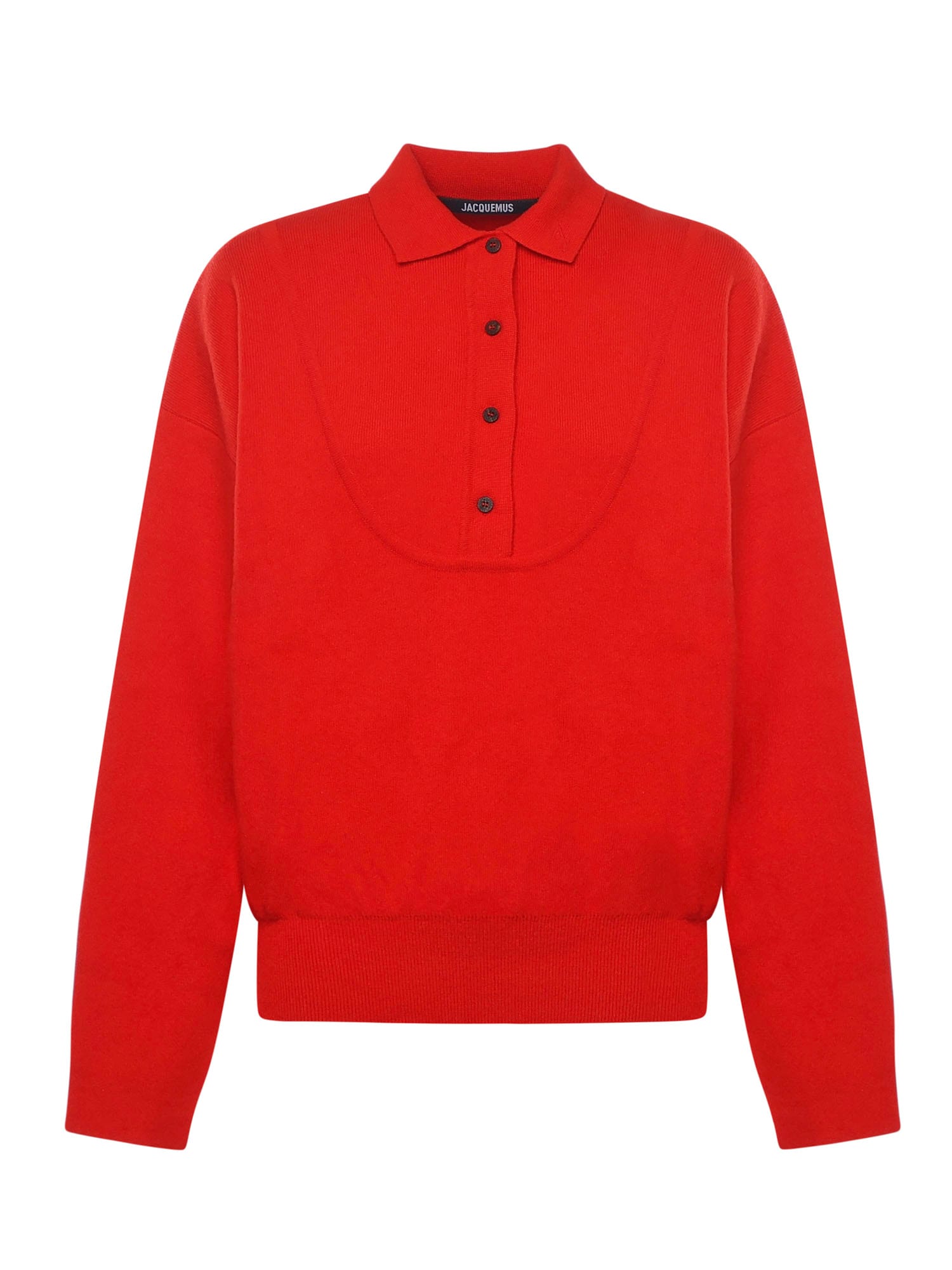 Jacquemus Merino Wool And Cashmere Polo Shirt Knitwear Red In Red