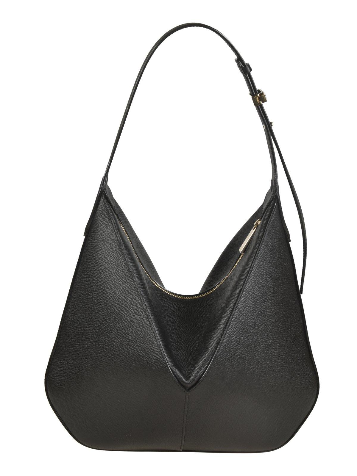 Shop Valextra Vivi Textured Hobo Bag In Black