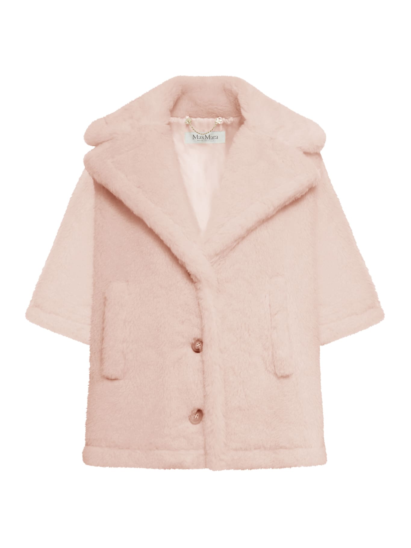 Max Mara Aleggio Pink Teddy Wool-blend Cape In Pink