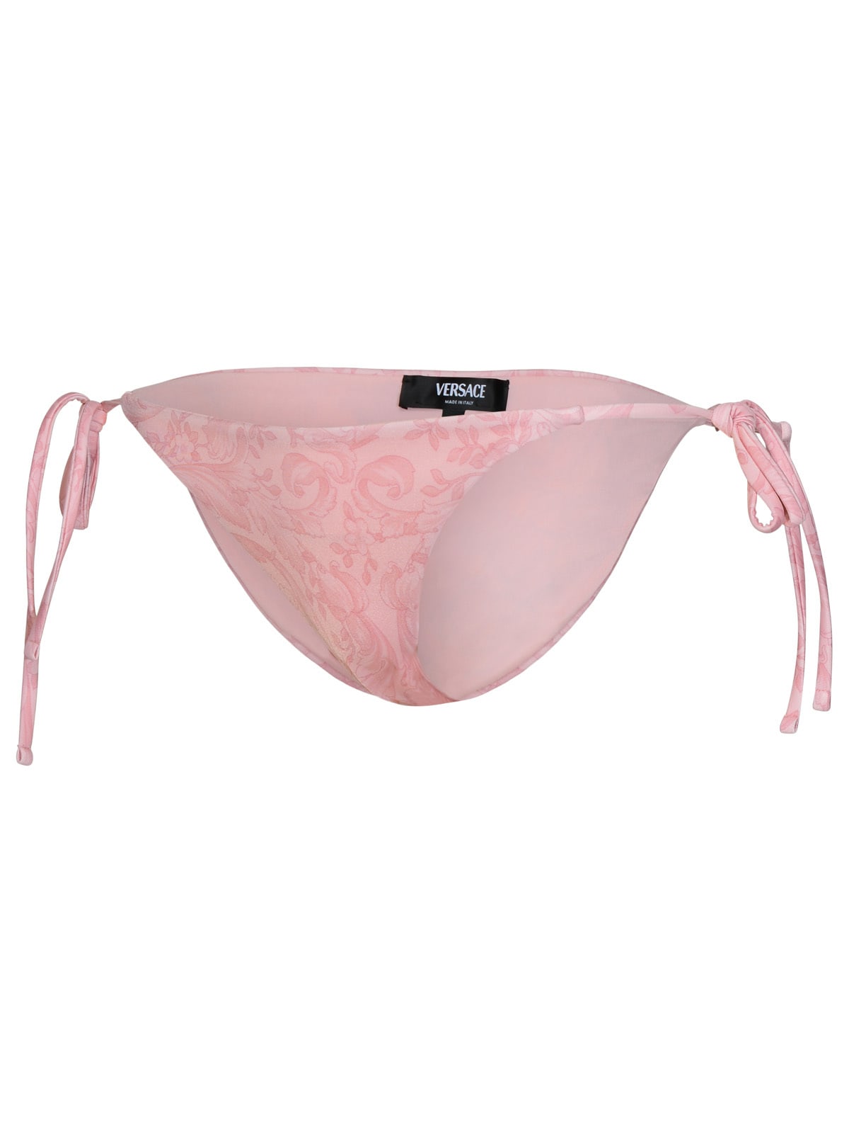 Shop Versace Barocco Pink Polyester Blend Bikini Bottoms In Pale Pink (pink)