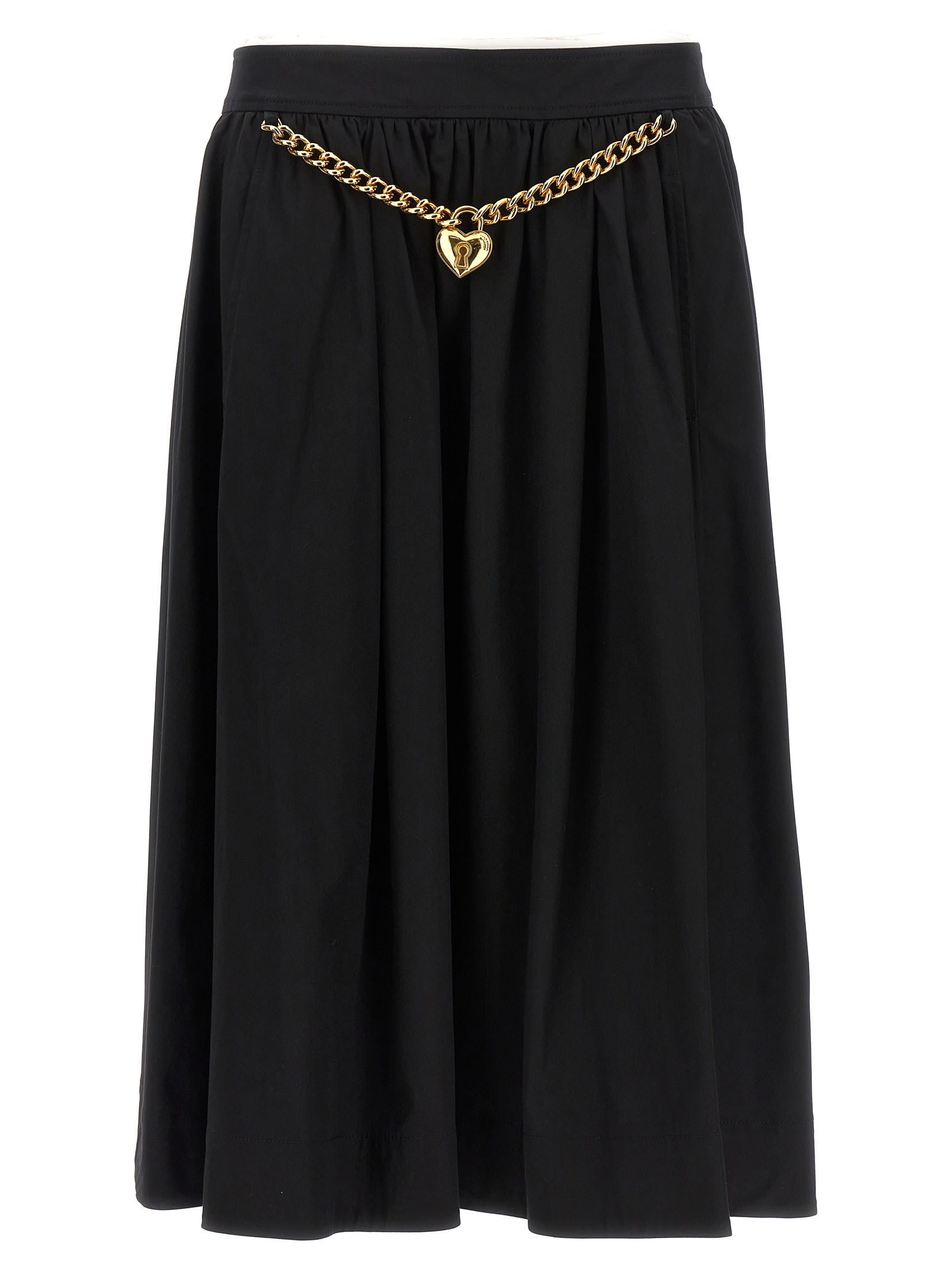 Shop Moschino Pleated Midi Skirt In Black