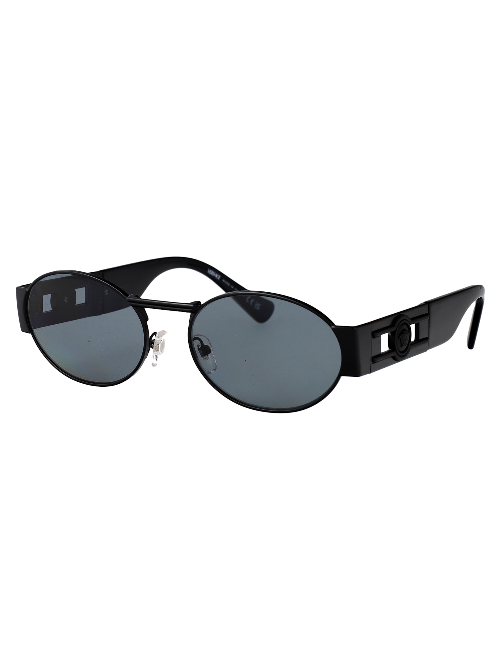 Versace Matte Black Steel Sunglasses In Blue