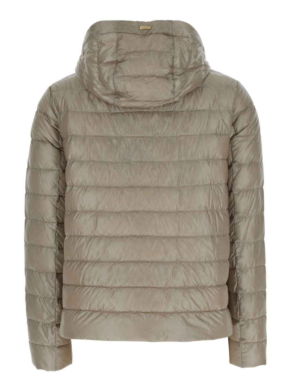 Herno Beige Down Jacket With Drawstring Hood And Logo Detail On The Drawstring In Tech Fabric Woman In Beige