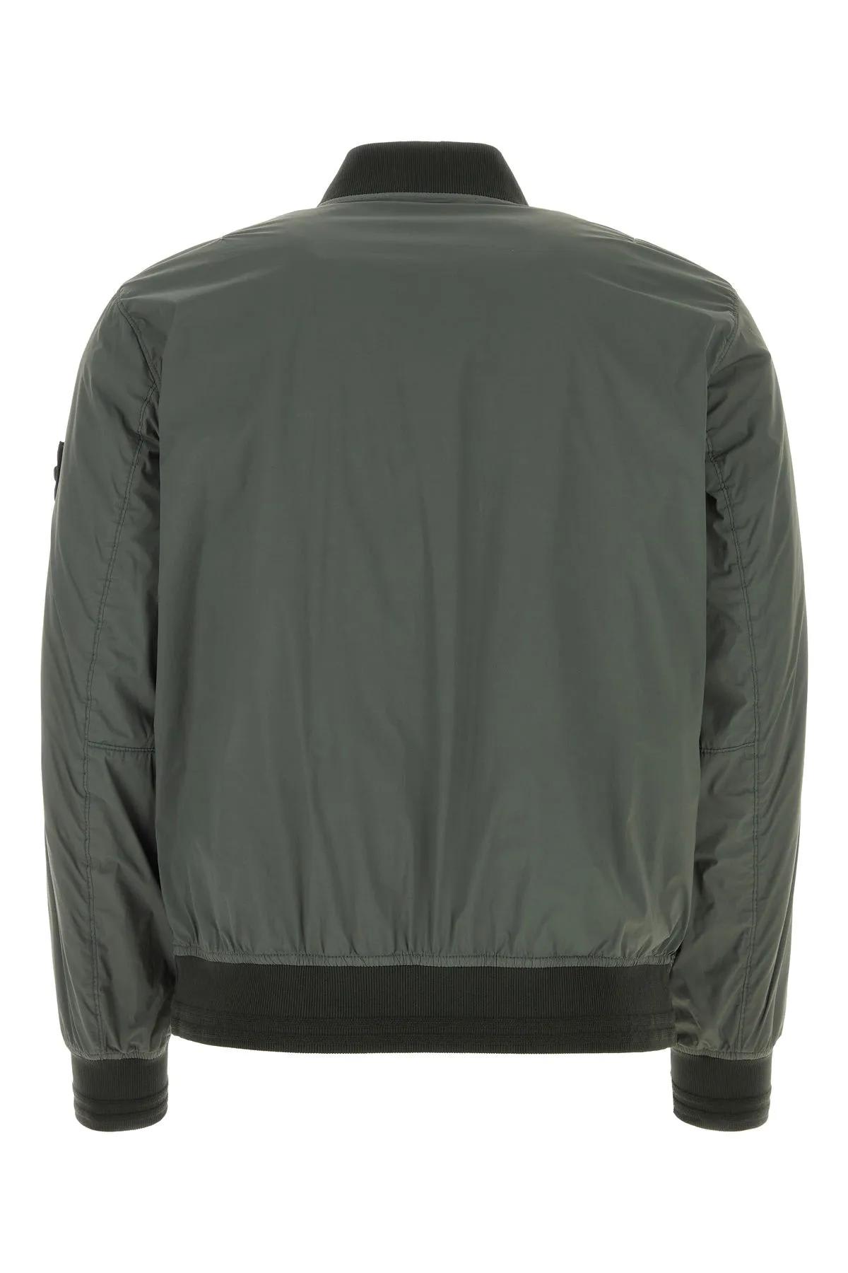 Shop Stone Island Dark Green Stretch Nylon Padded Jacket