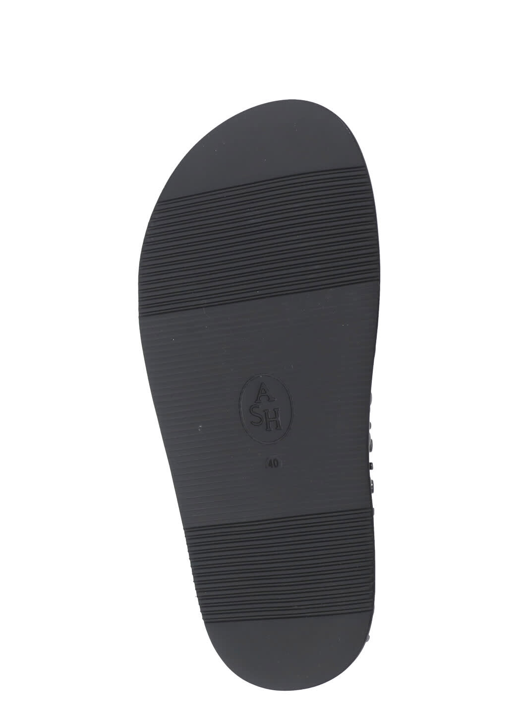 Ash Ultra Black Leather Studded Two Bar Mules