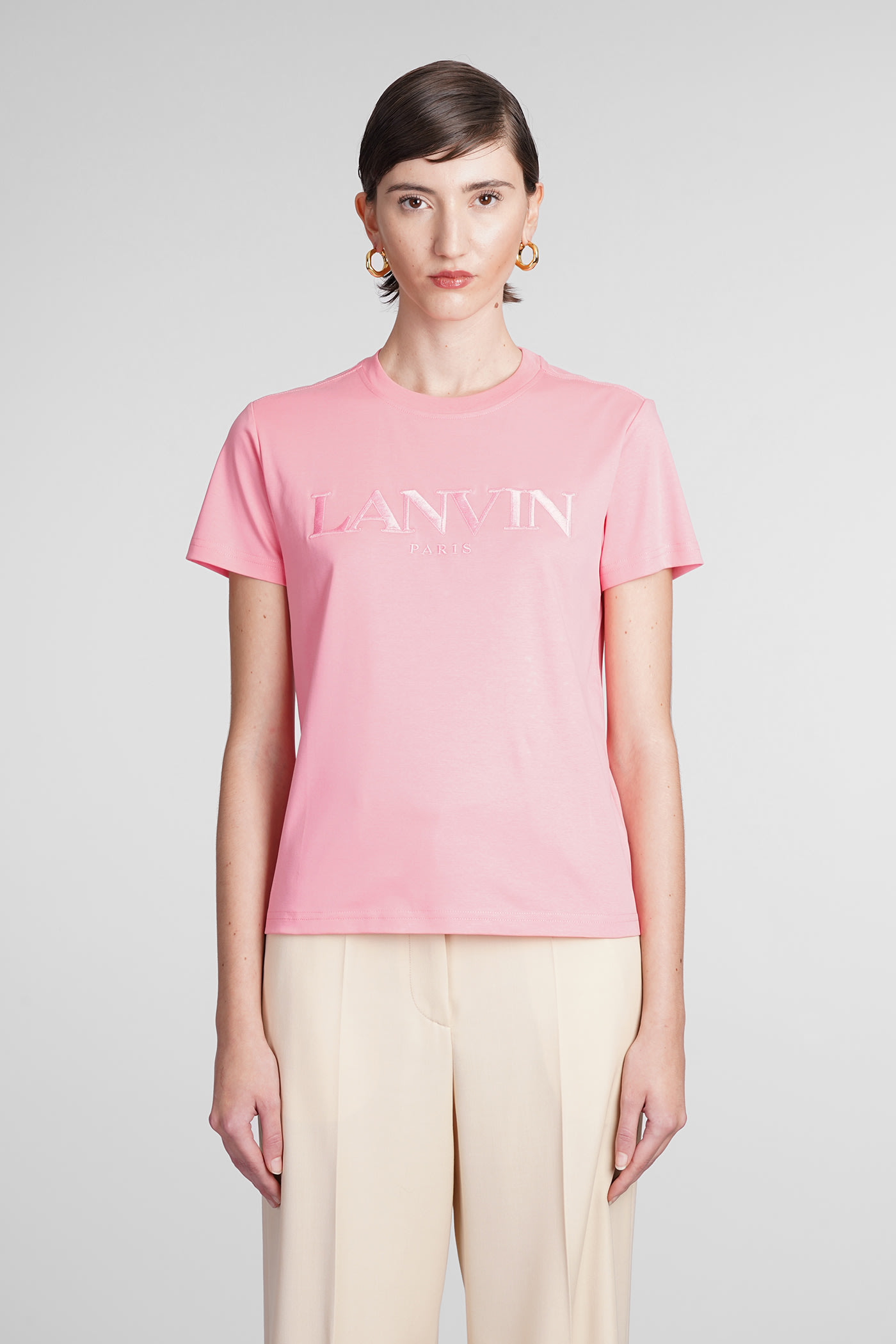 T-shirt In Rose-pink Cotton