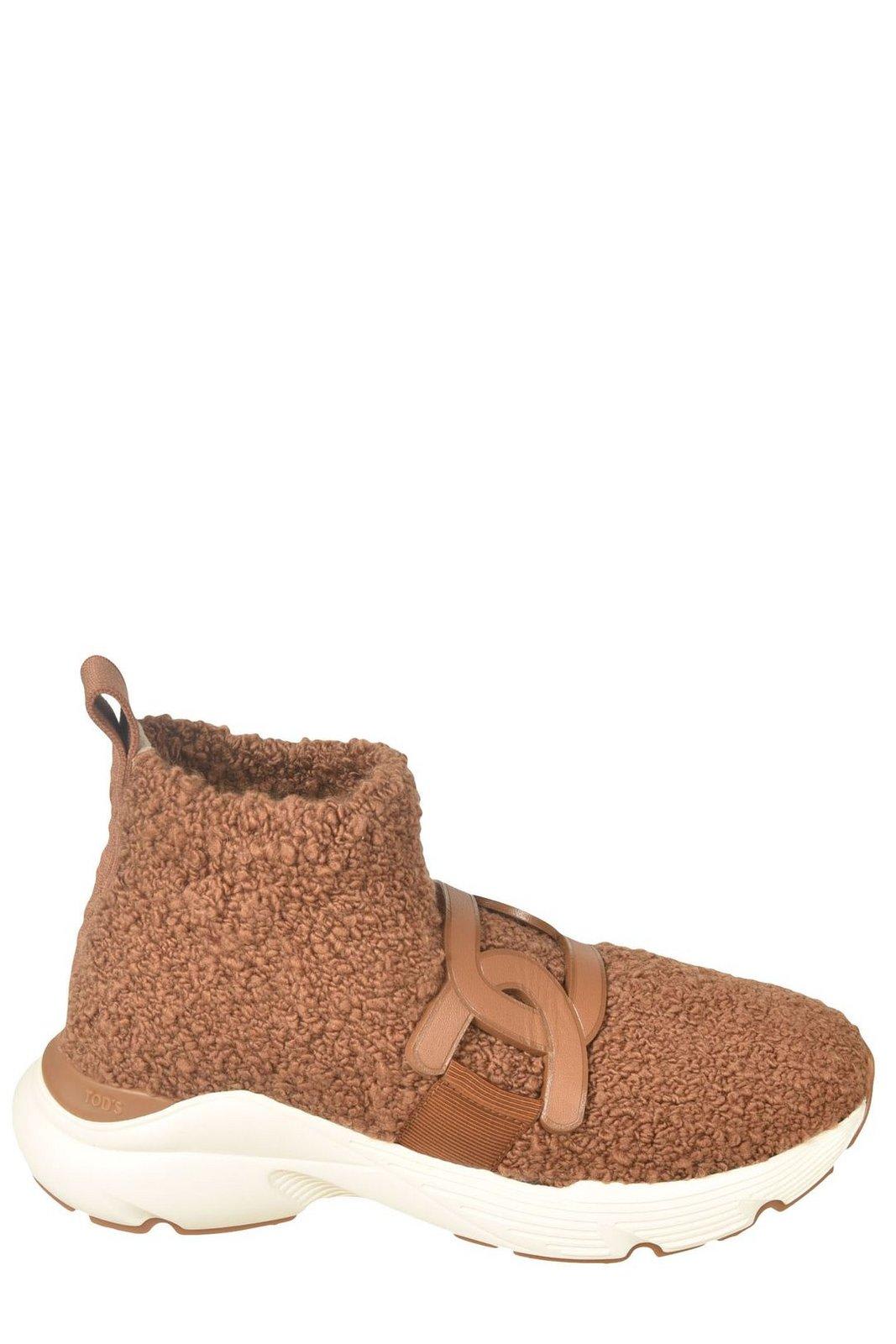 TOD'S SHEARLING LOGO-PLAQUE SLIP-ON TRAINERS TODS