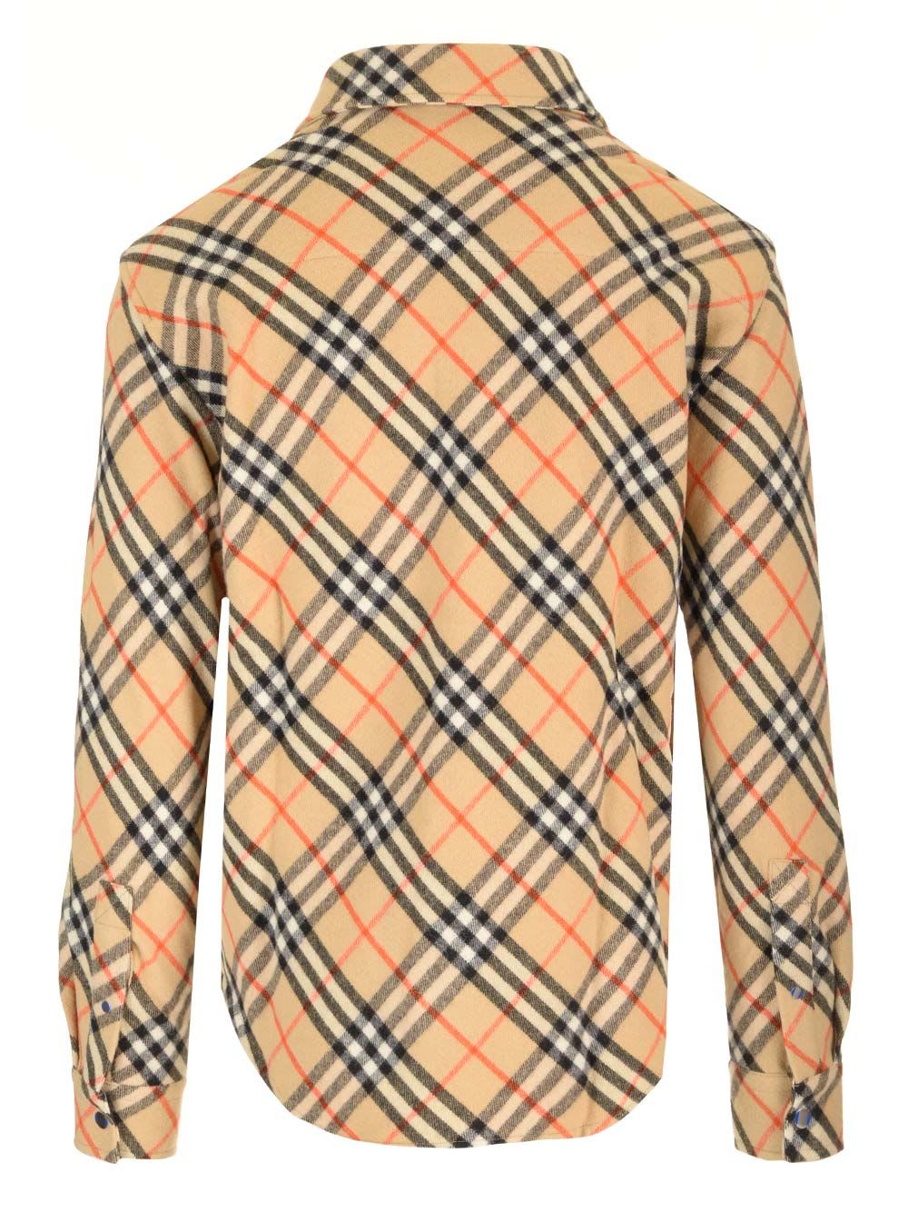 Shop Burberry Shirt With  Check In Beige