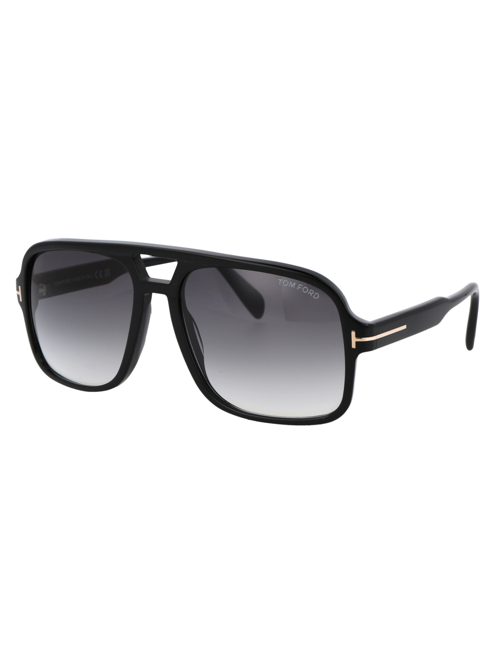 Shop Tom Ford Falconer-02 Sunglasses In 01b Nero Lucido / Fumo Grad