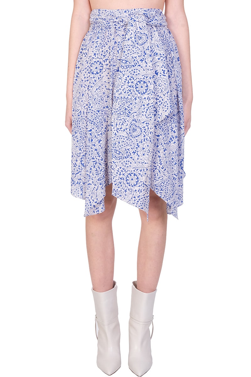 Isabel Marant Cliroza Skirt In Blue Silk