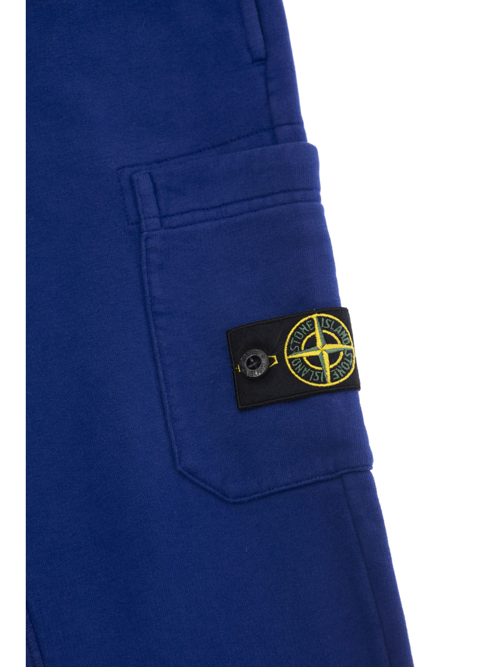 Stone Island Blue Pants With Patch Pocket And Logo In Cotton Boy In Blu
