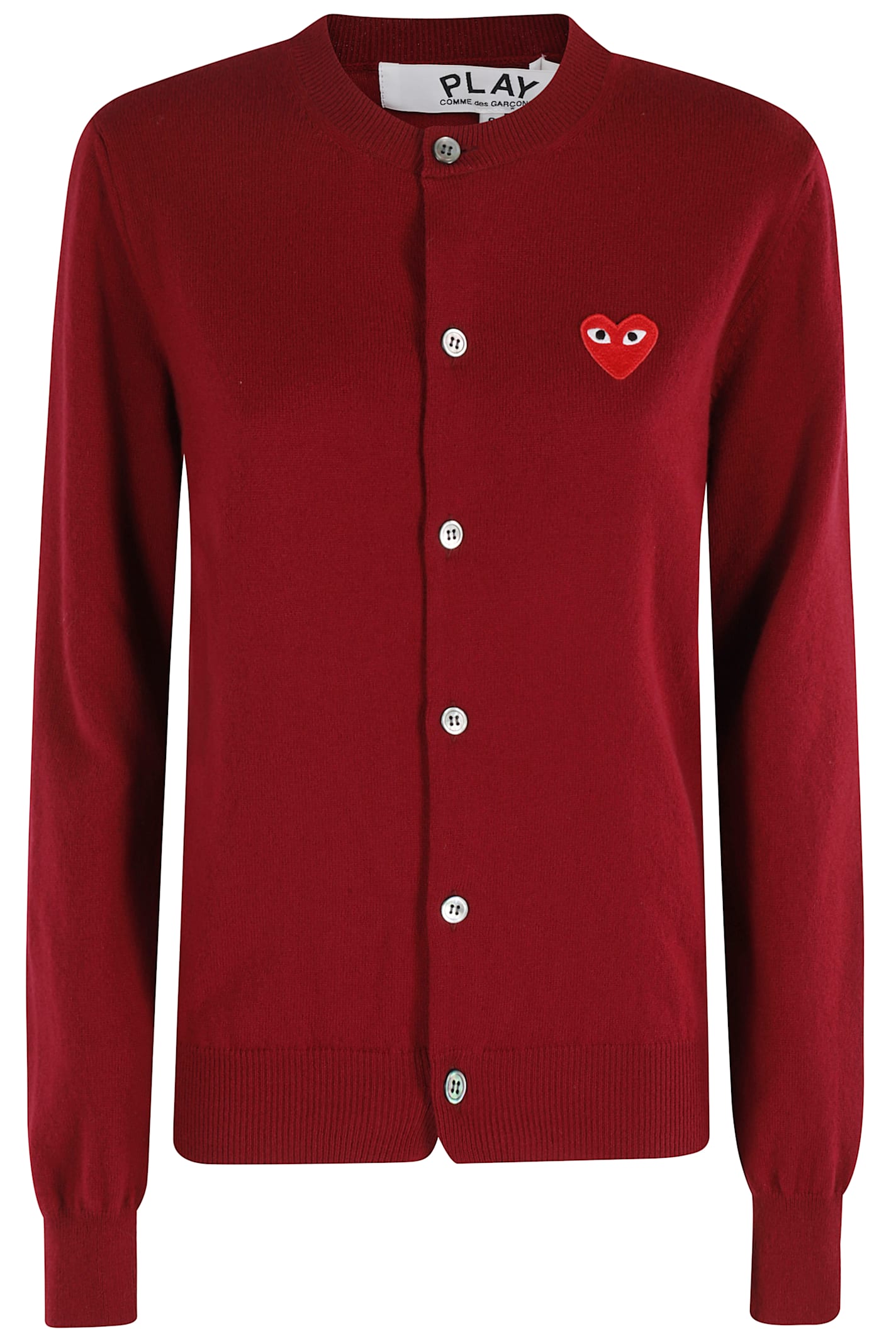 Comme Des Garçons Play Round Neck Cardigan Red Emblem In Red