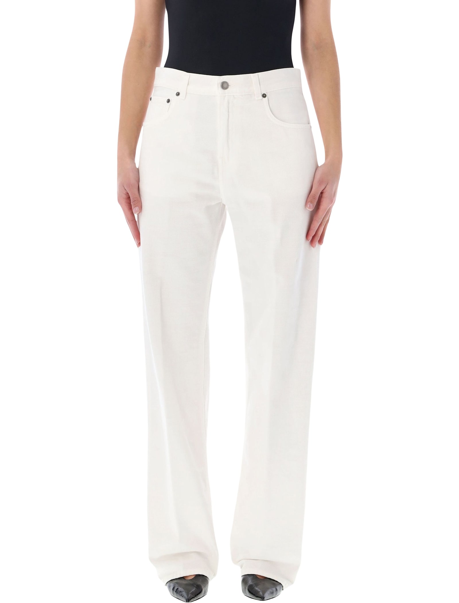 Haikure Bonnie Bull Denim Wide Leg Trousers In White