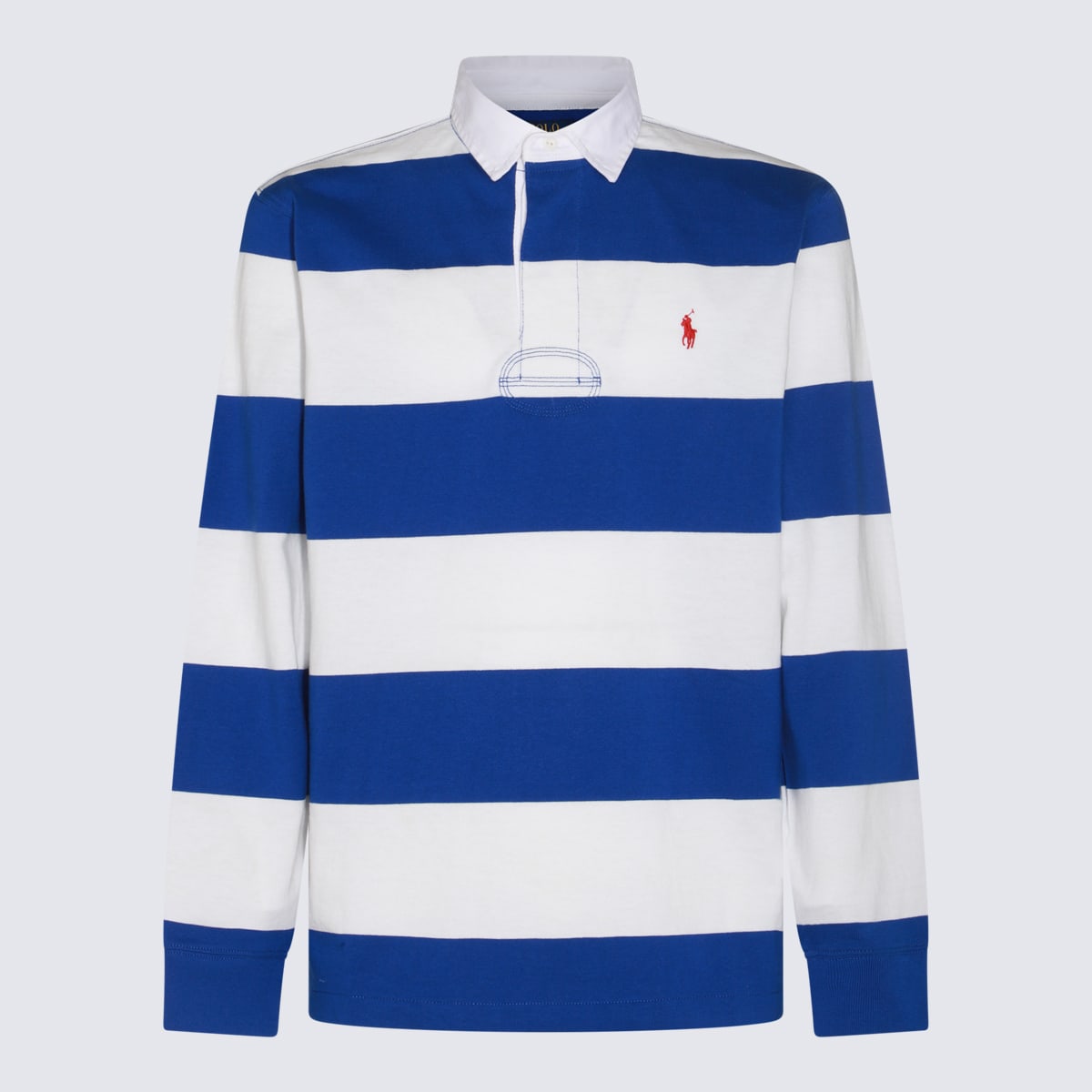 Shop Polo Ralph Lauren White And Blue Cotton Polo Shirt In Cruise Royal/cls Oxford White