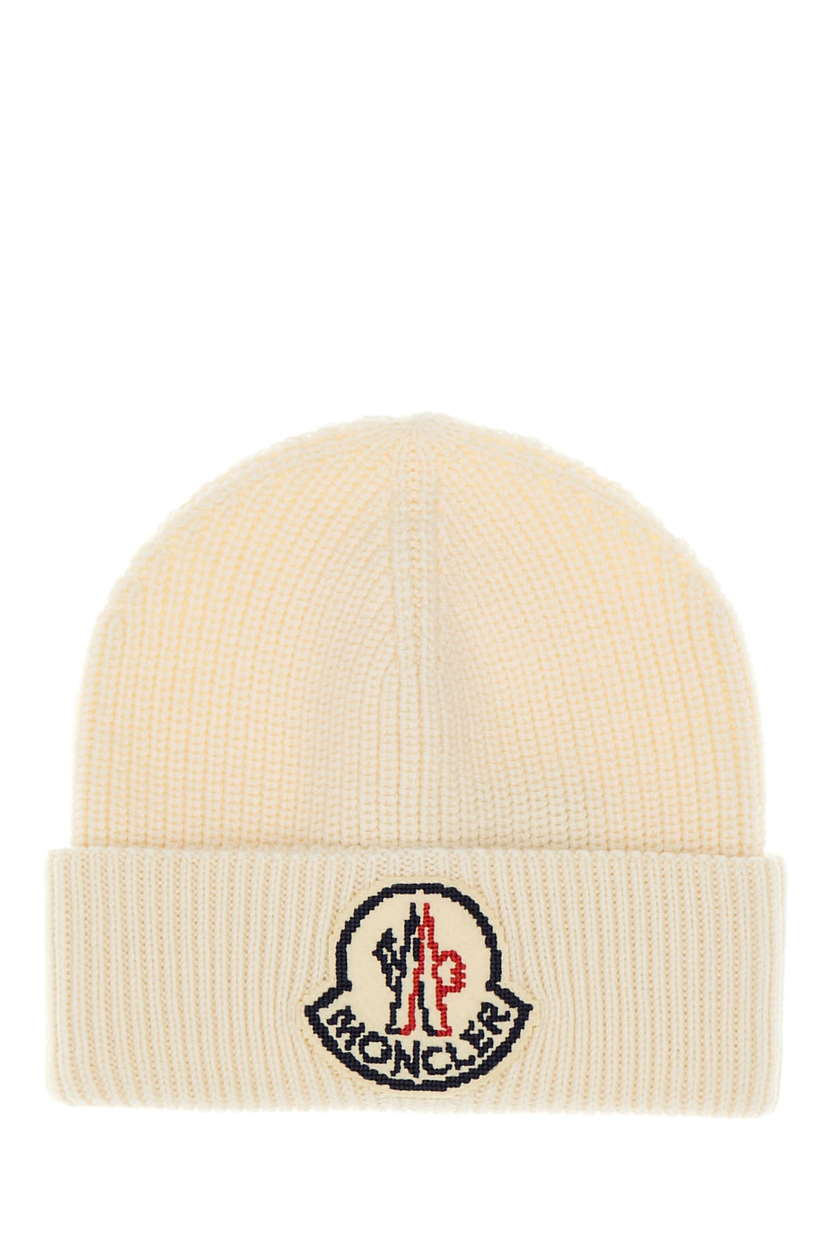 Moncler Sand Wool Beanie Hat In Neutral