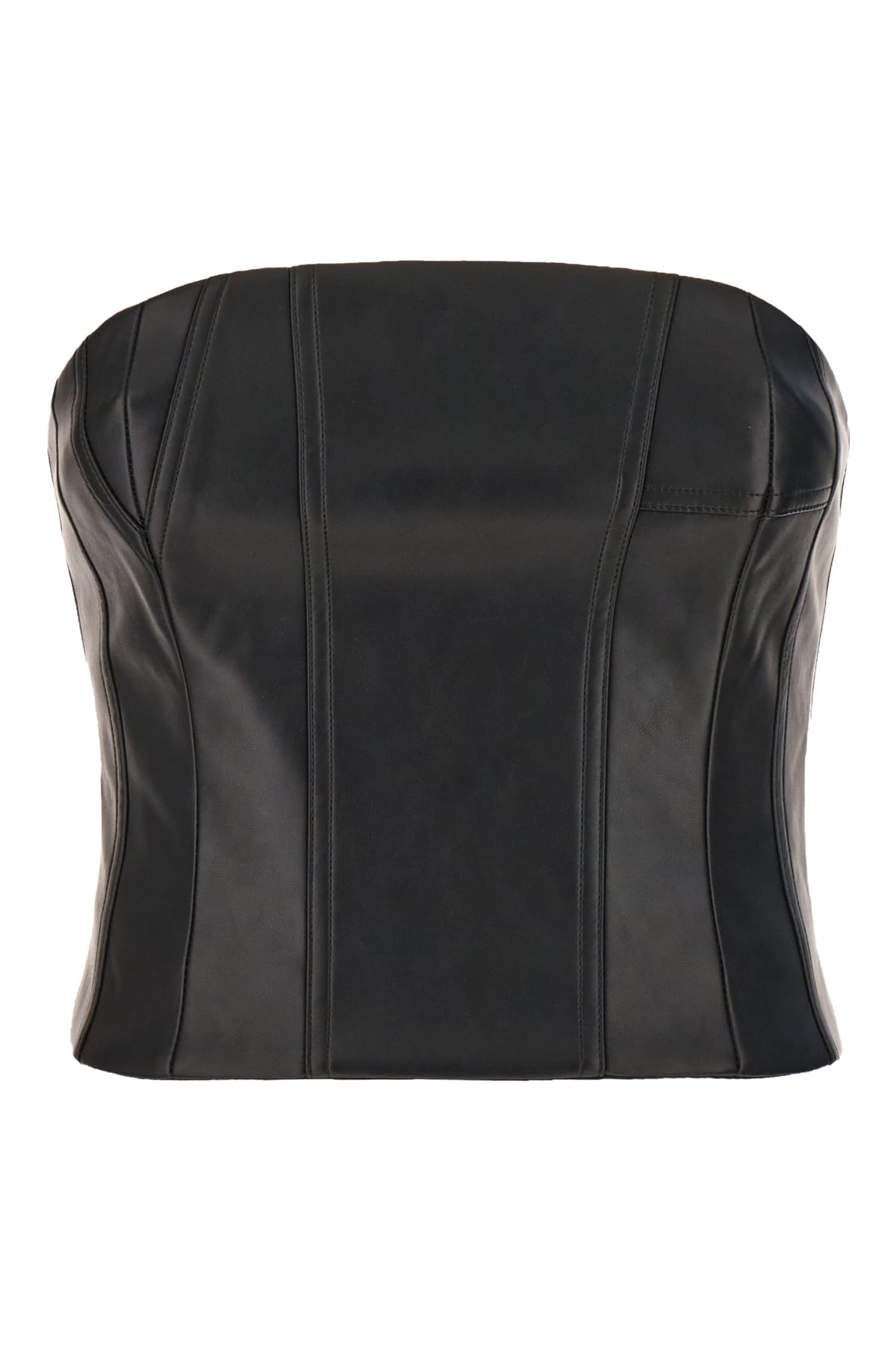 Black Synthetic Leather Top