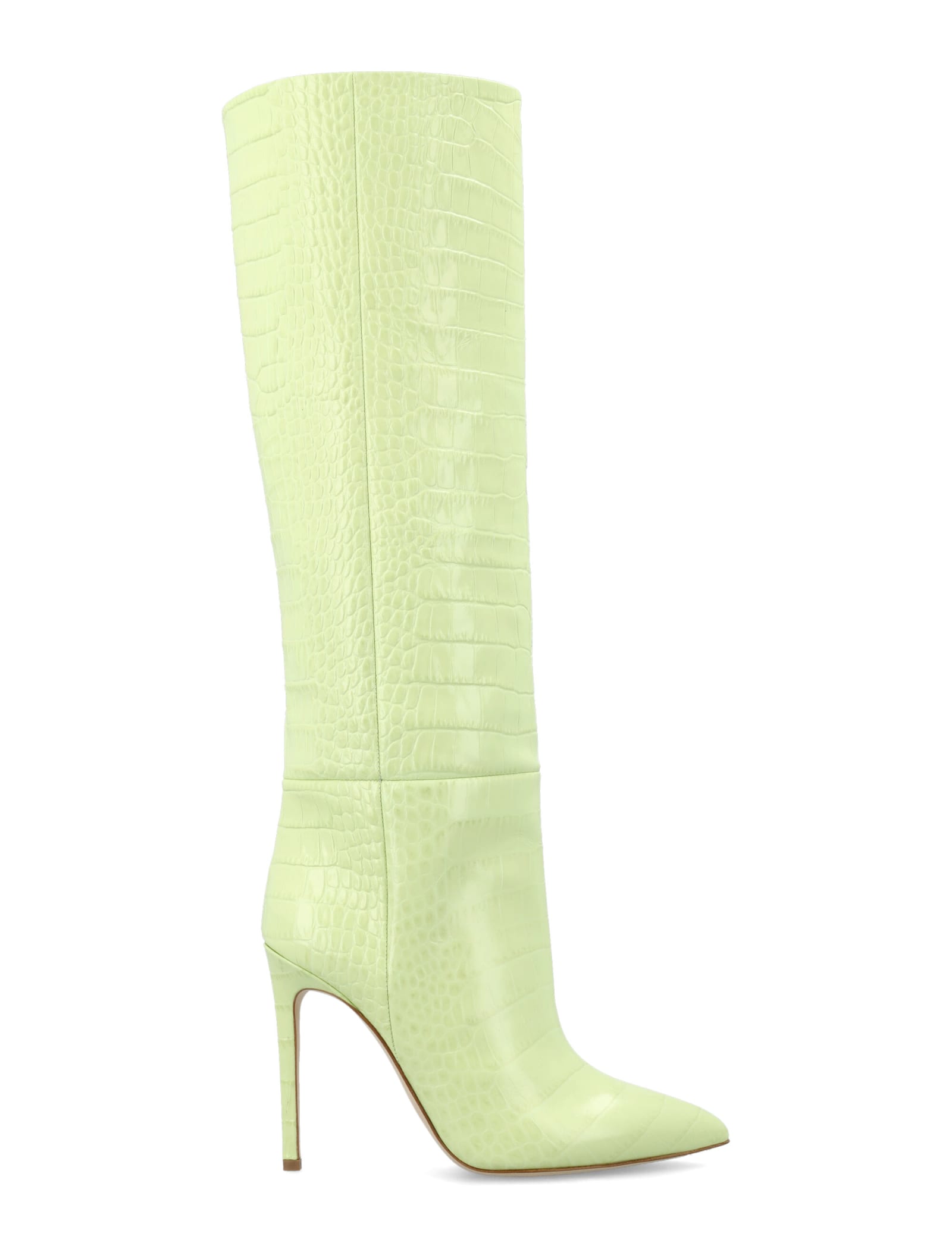 Paris Texas Croc-effect Leather Knee-high Boots In Lime