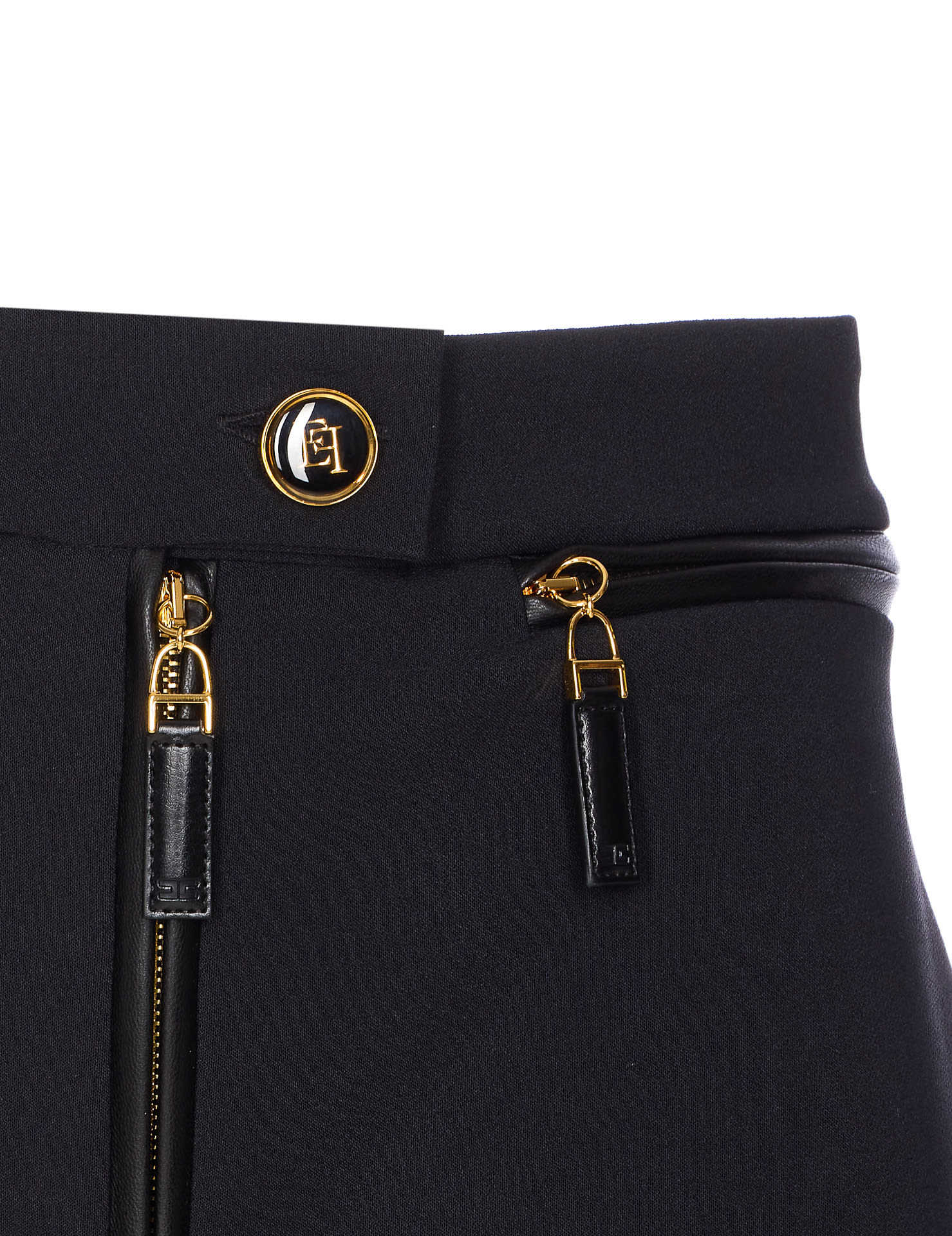 Elisabetta Franchi Mini Skirt With Front Slit In Black