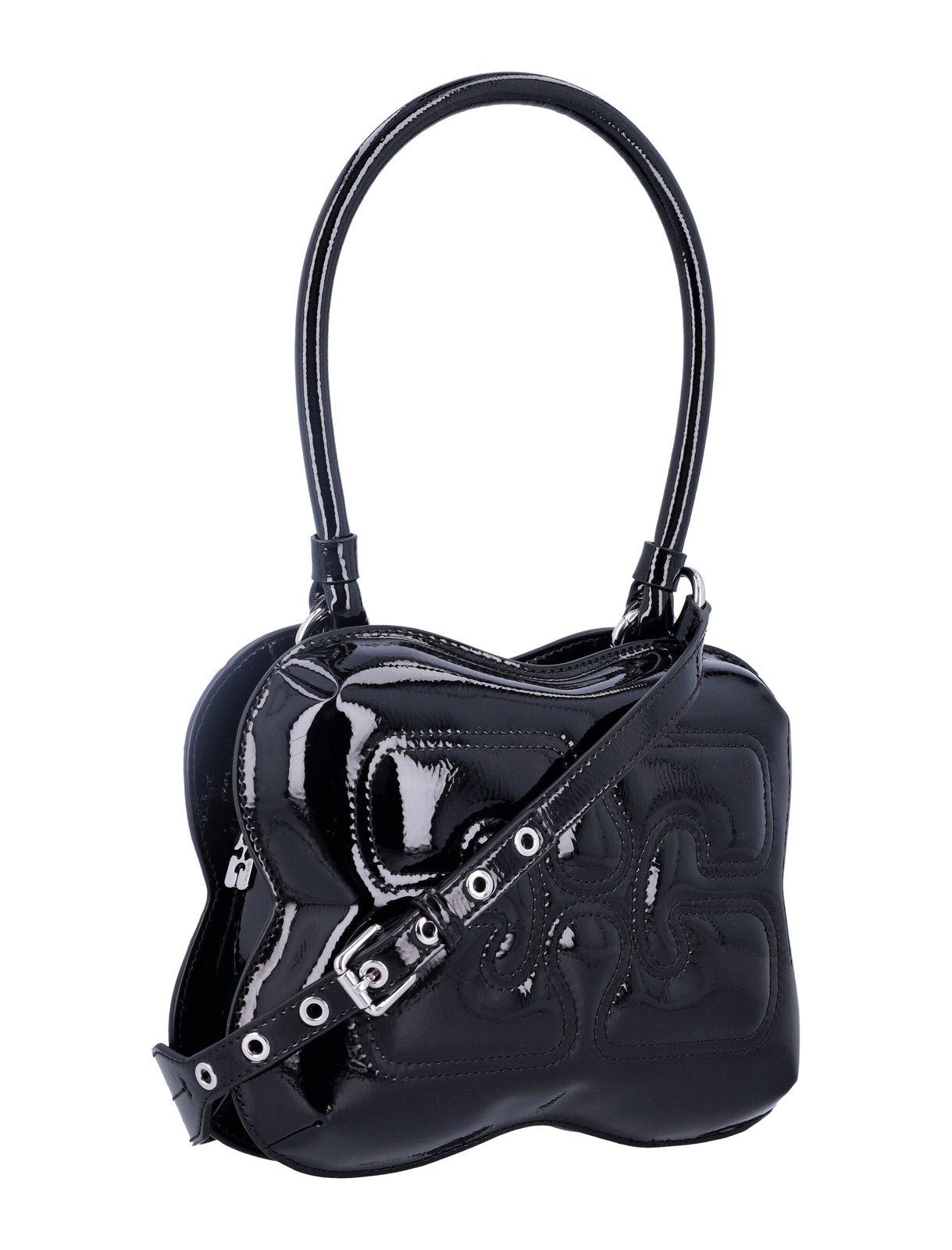 Shop Ganni Butterfly Tote Bag In Black