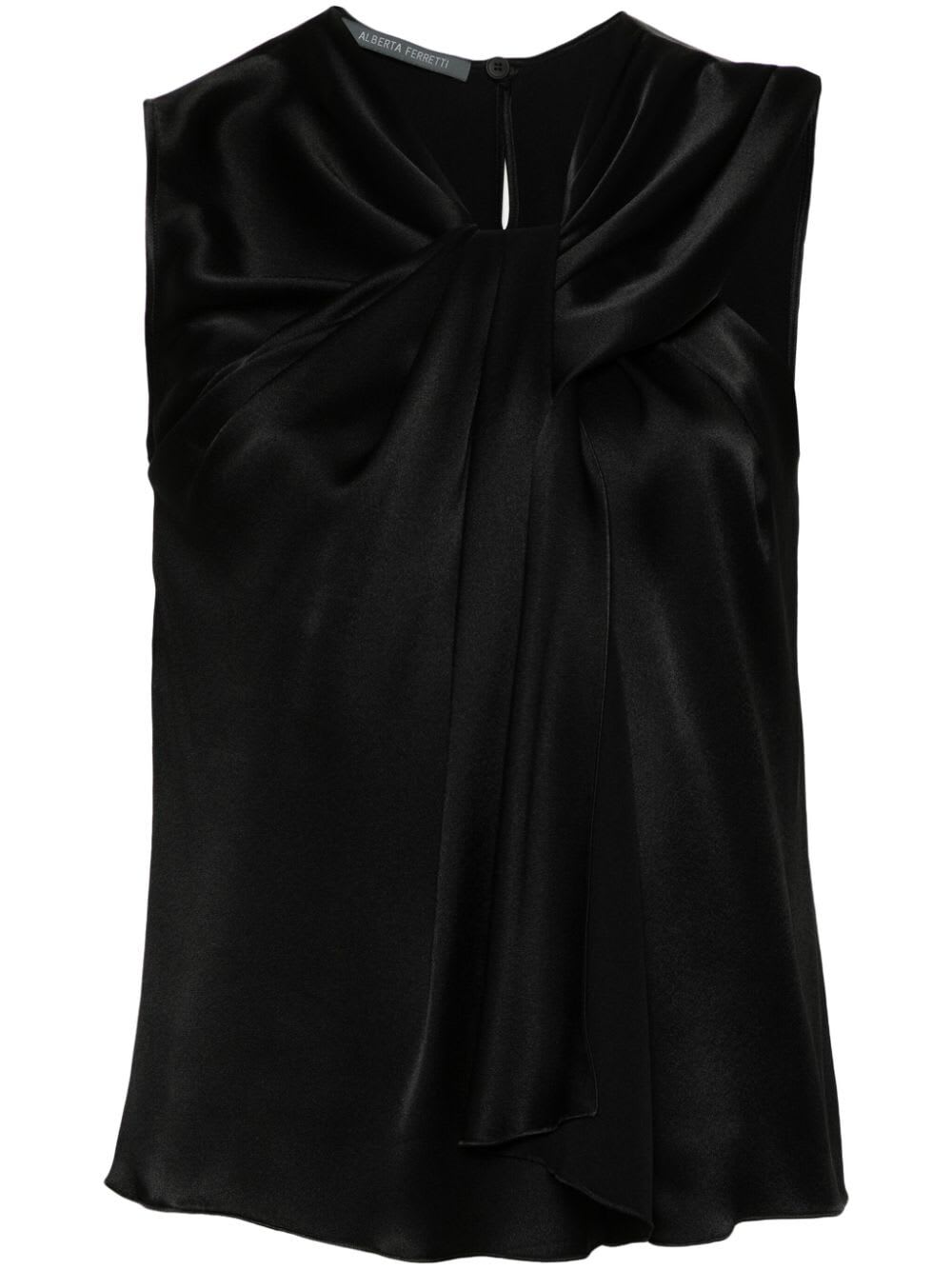 Shop Alberta Ferretti Satin Top In Black