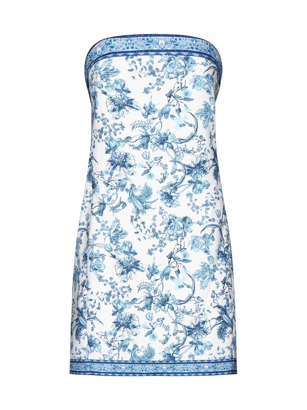 Alice And Olivia Kelly Square Bust Mini Dress In Blue