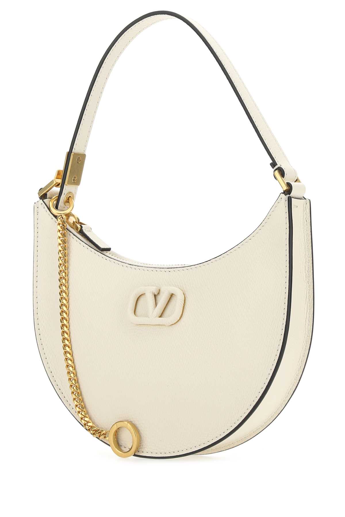 Shop Valentino Ivory Leather Mini Vlogo Signature Handbag In Lightivory