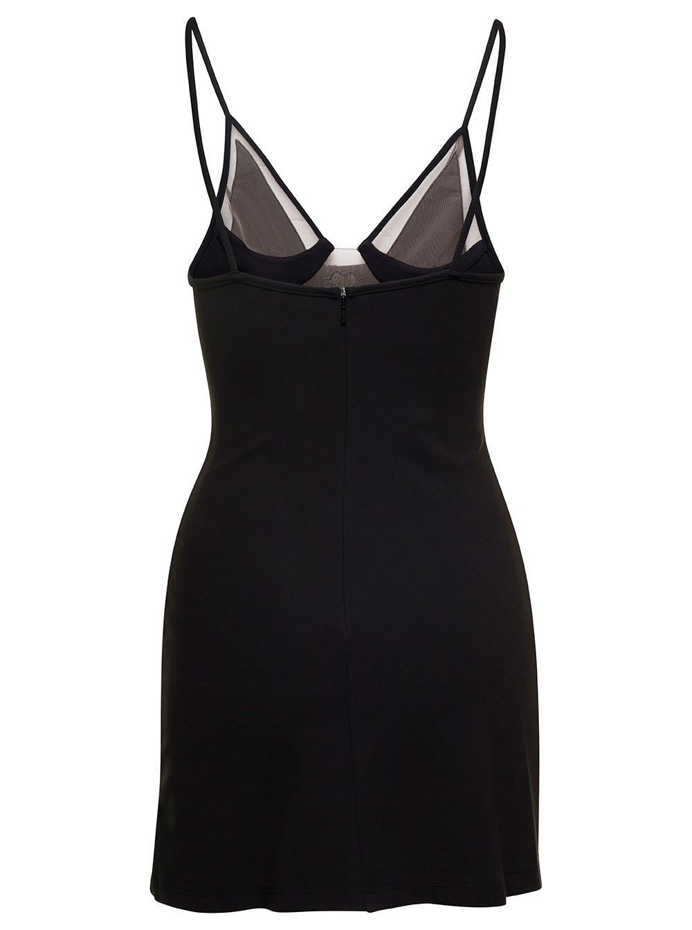 Shop David Koma Black Sleeveless Minidress With Embroidered Flower In Viscose Blend Woman
