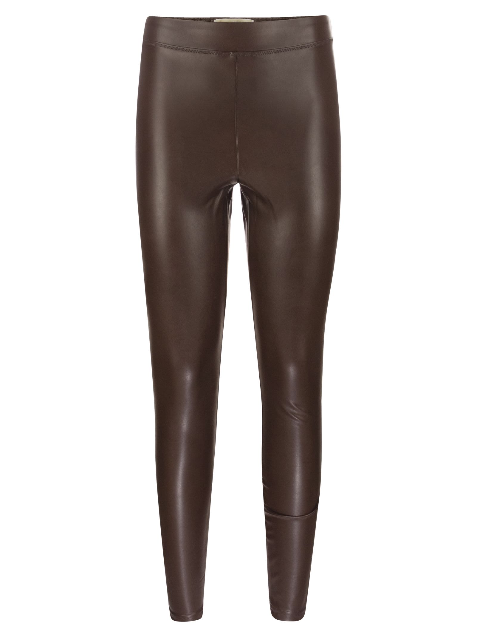 Michael Kors Faux-leather High Waisted Leggings In Brown