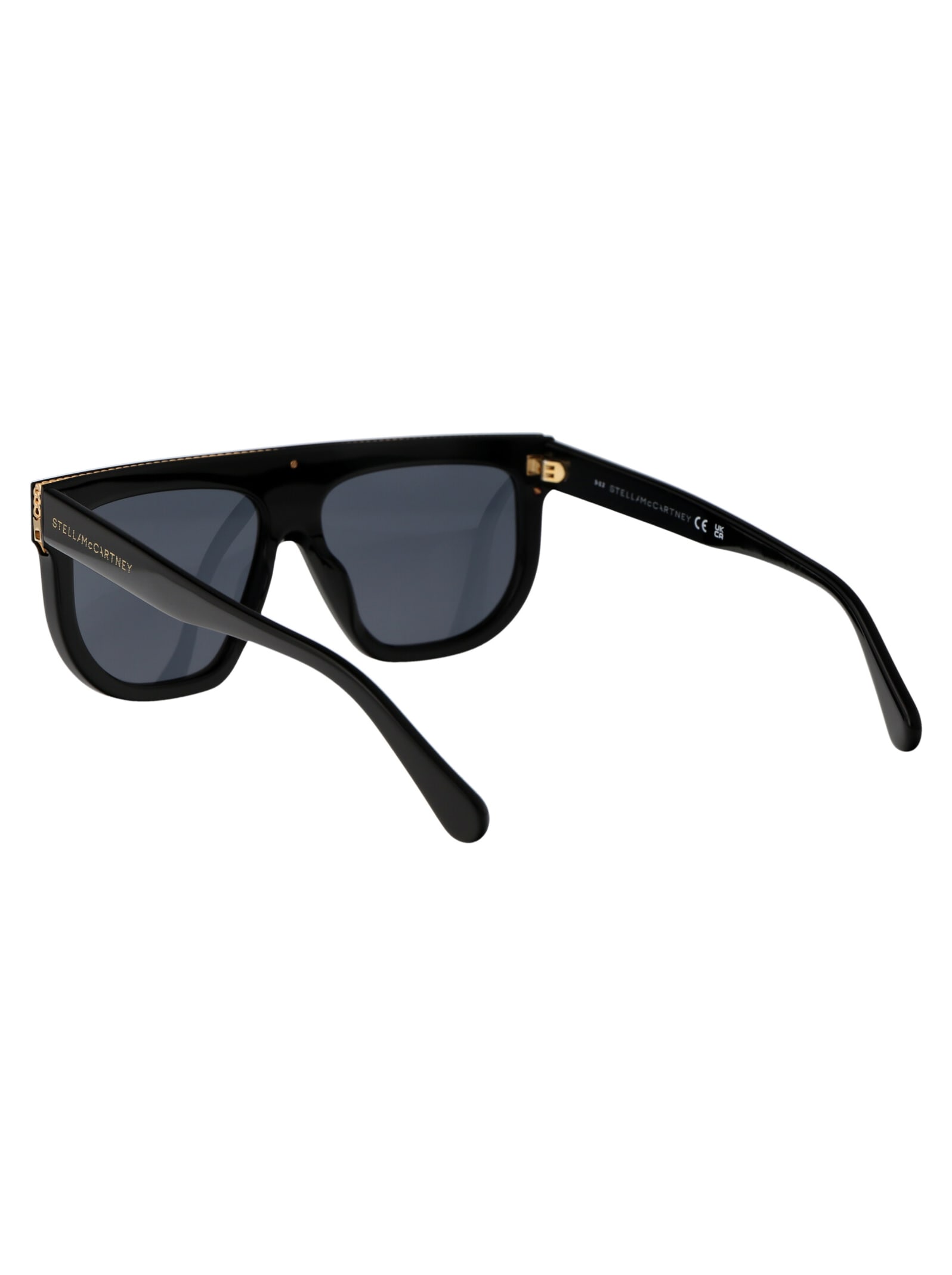 Shop Stella Mccartney Falabella Sunglasses In 01a Shiny Black / Smoke