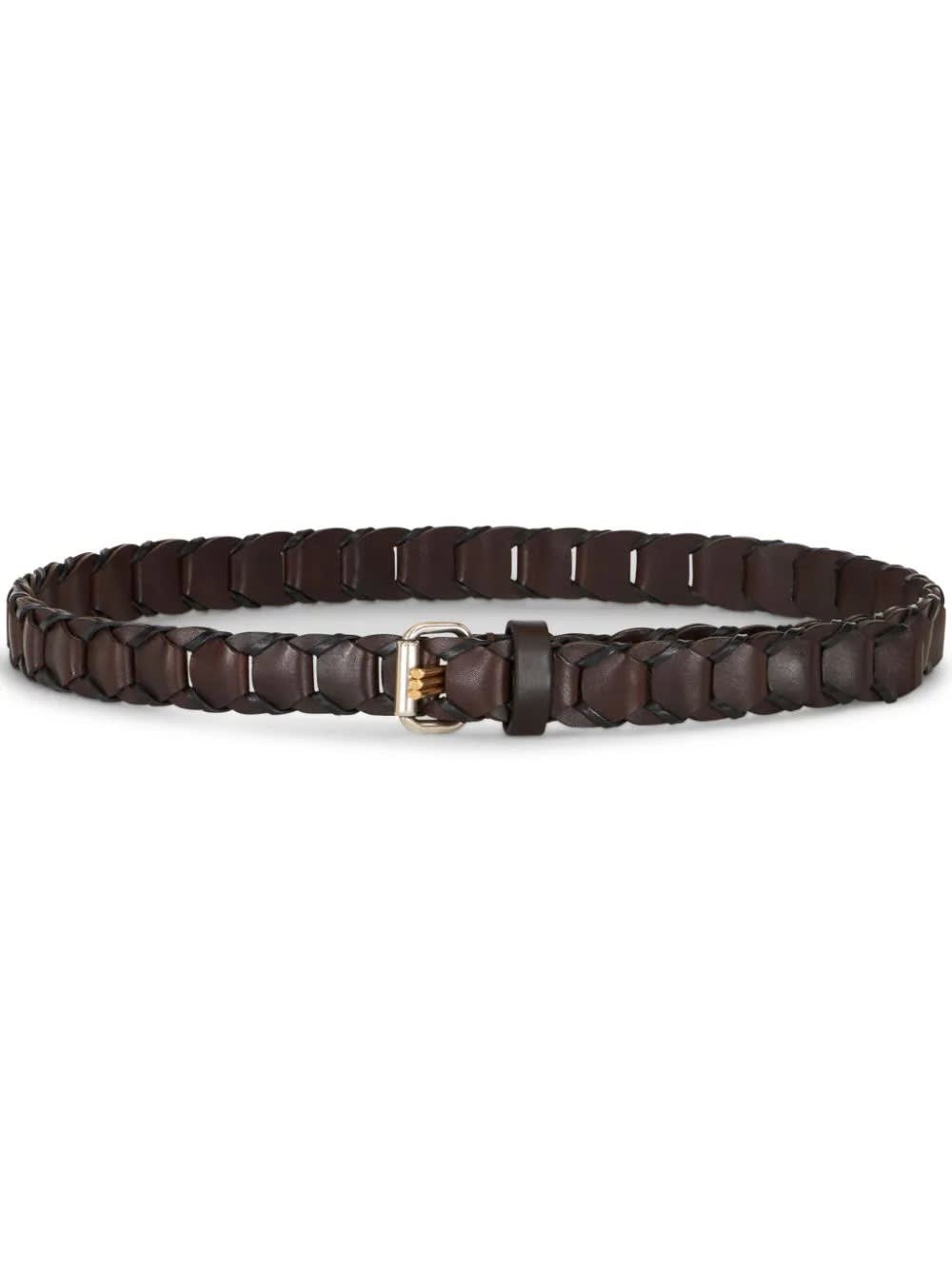 ETRO BROWN WOVEN LEATHER BELT