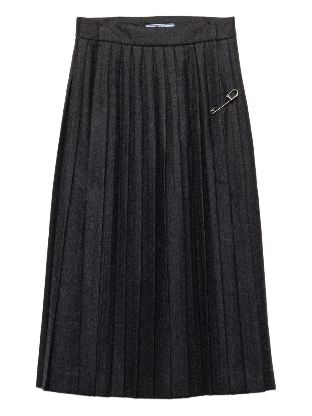 Prada Pleated Wool Flannel Skirt In Black