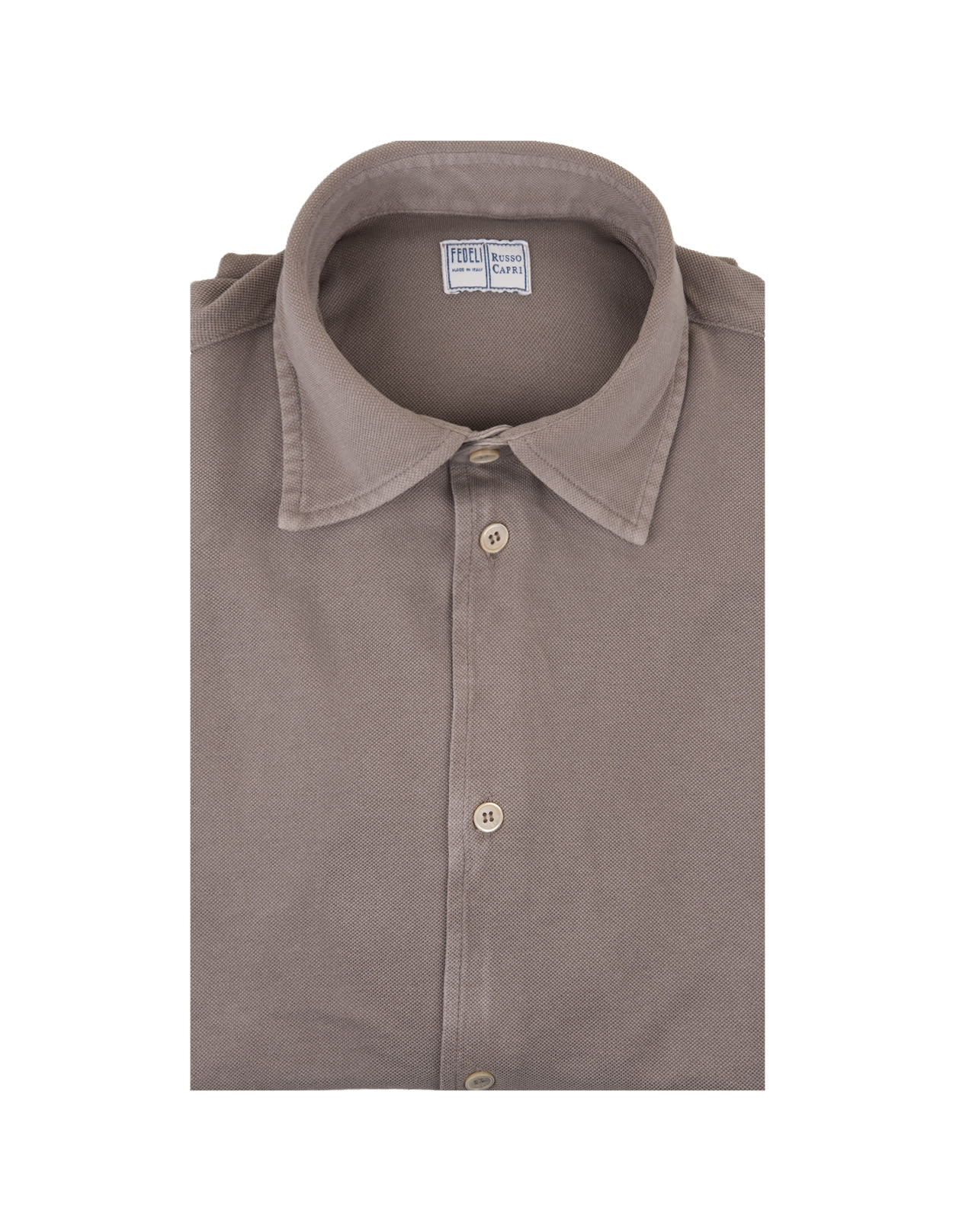 Shop Fedeli Sand Classic Shirt In Light Piquet In Brown