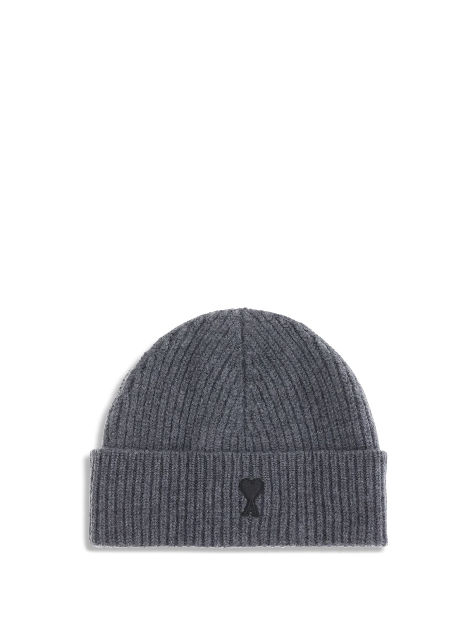Ami Alexandre Mattiussi Ami De Coeur Beanie Hat In Gray