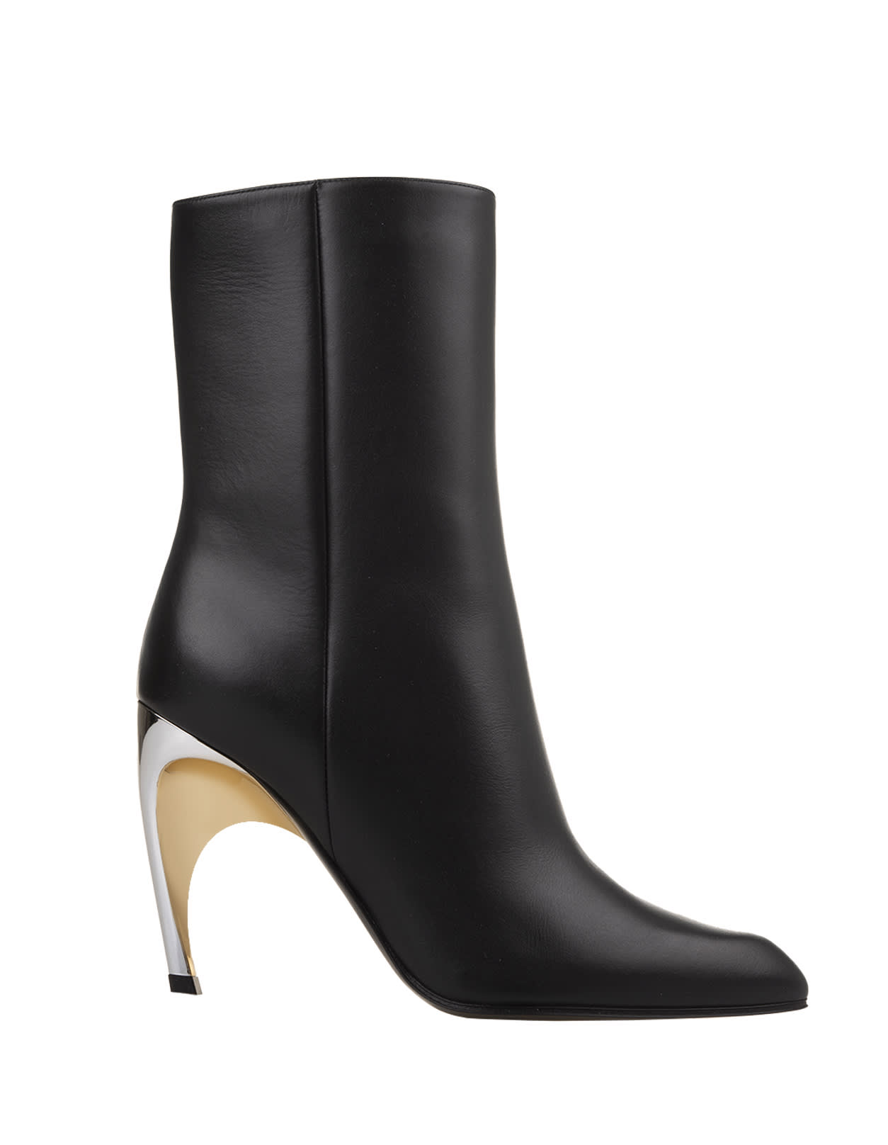 Shop Alexander Mcqueen Armadillo Ankle Boots In Black/gold/silver